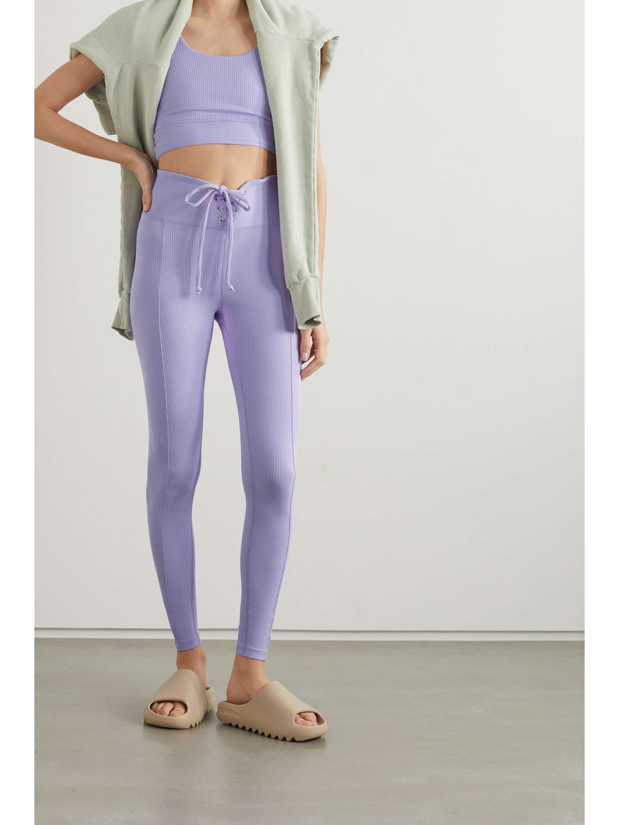 Lavender Football lace-up ribbed 
