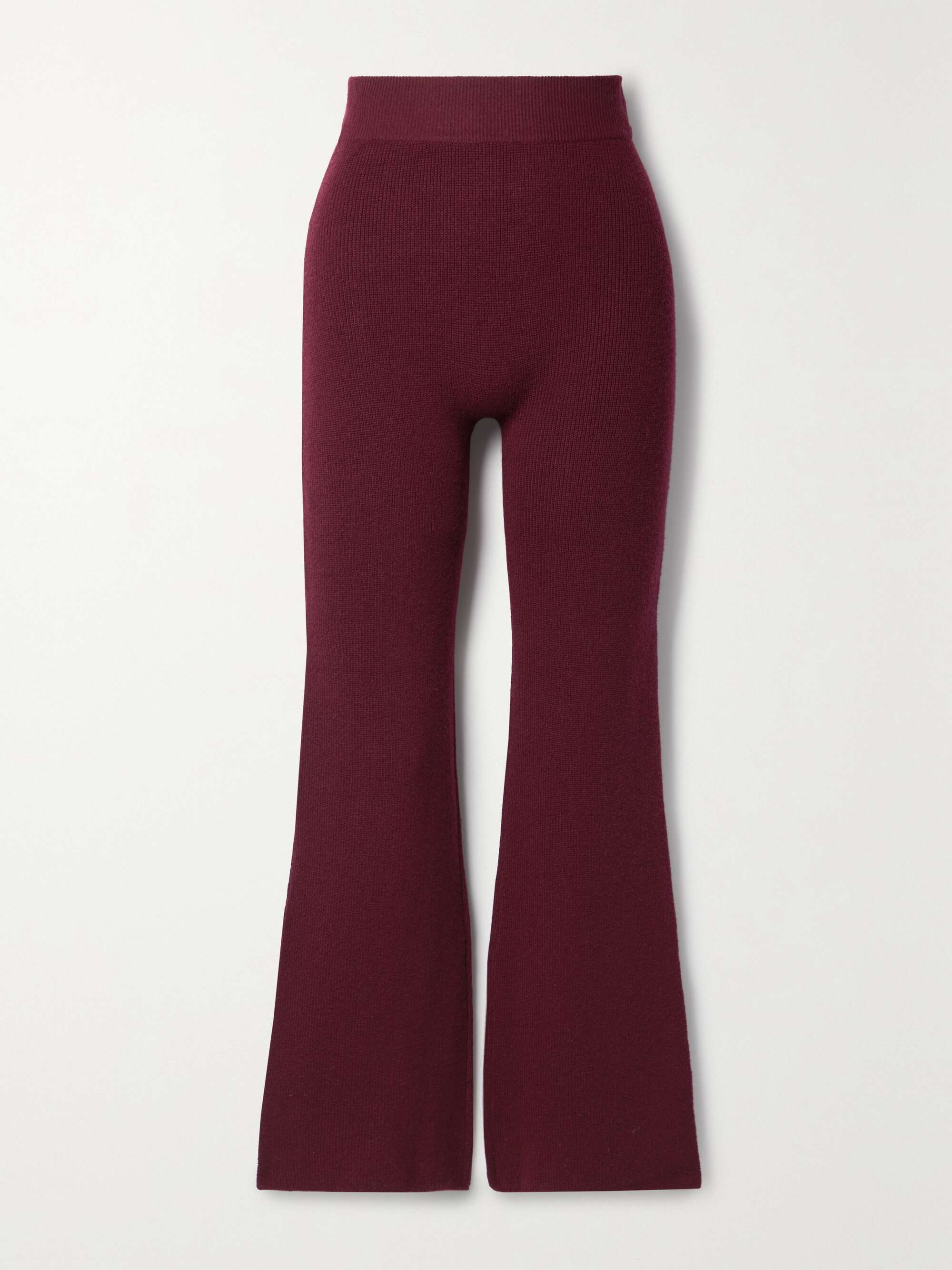 Claret Lodi ribbed-knit flared pants 
