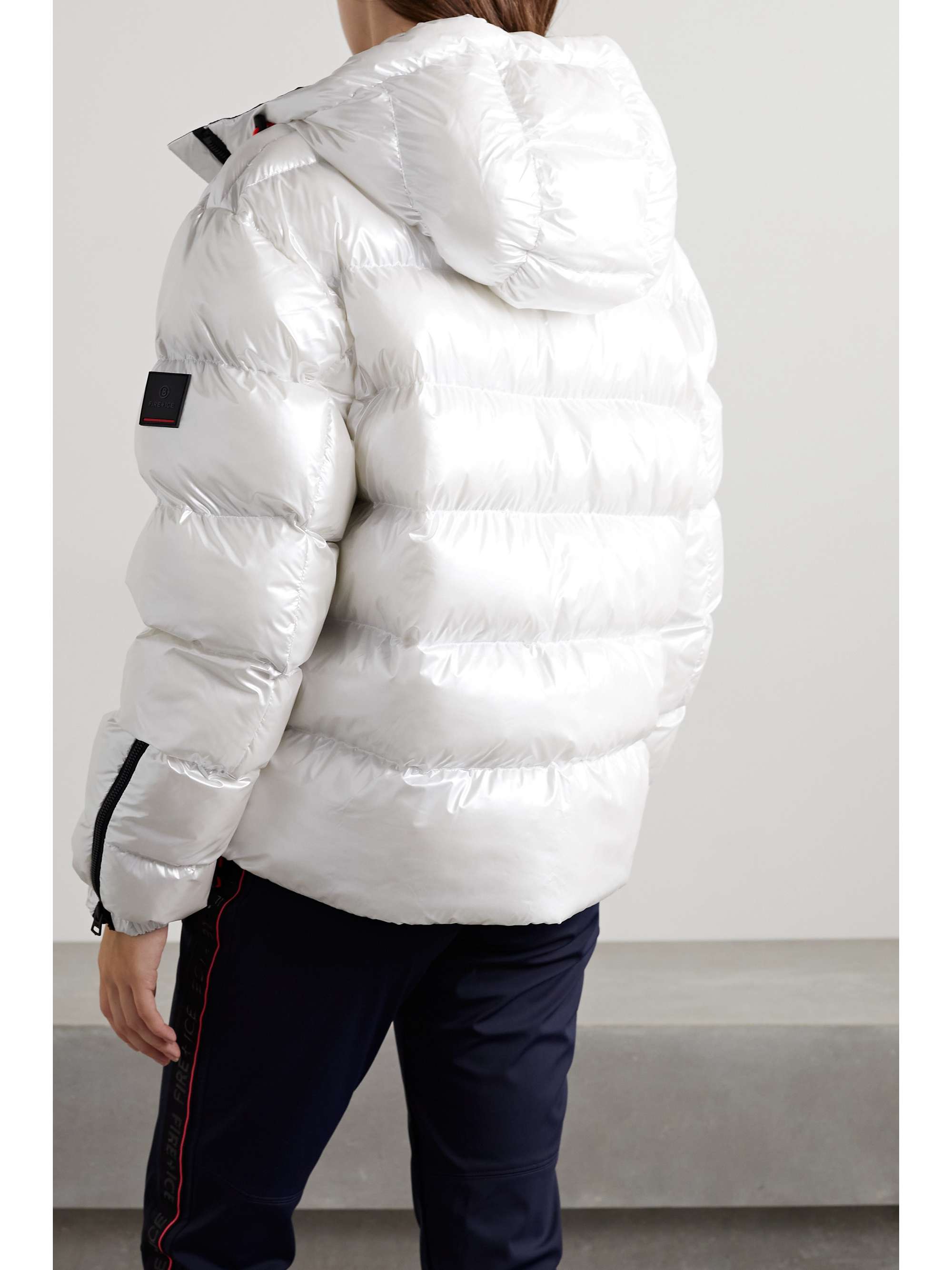 White Raissa hooded quilted padded ski 