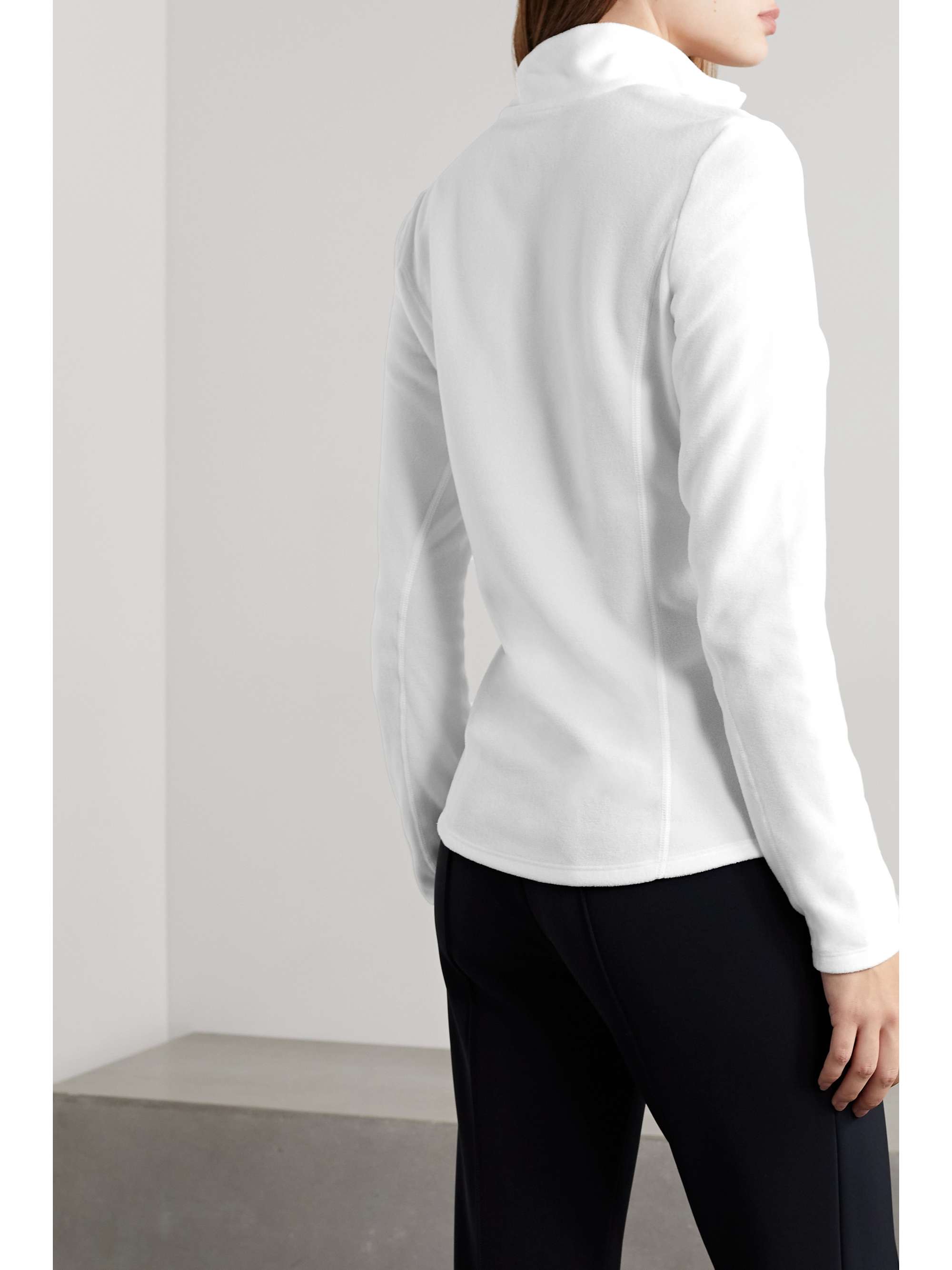 white fleece turtleneck