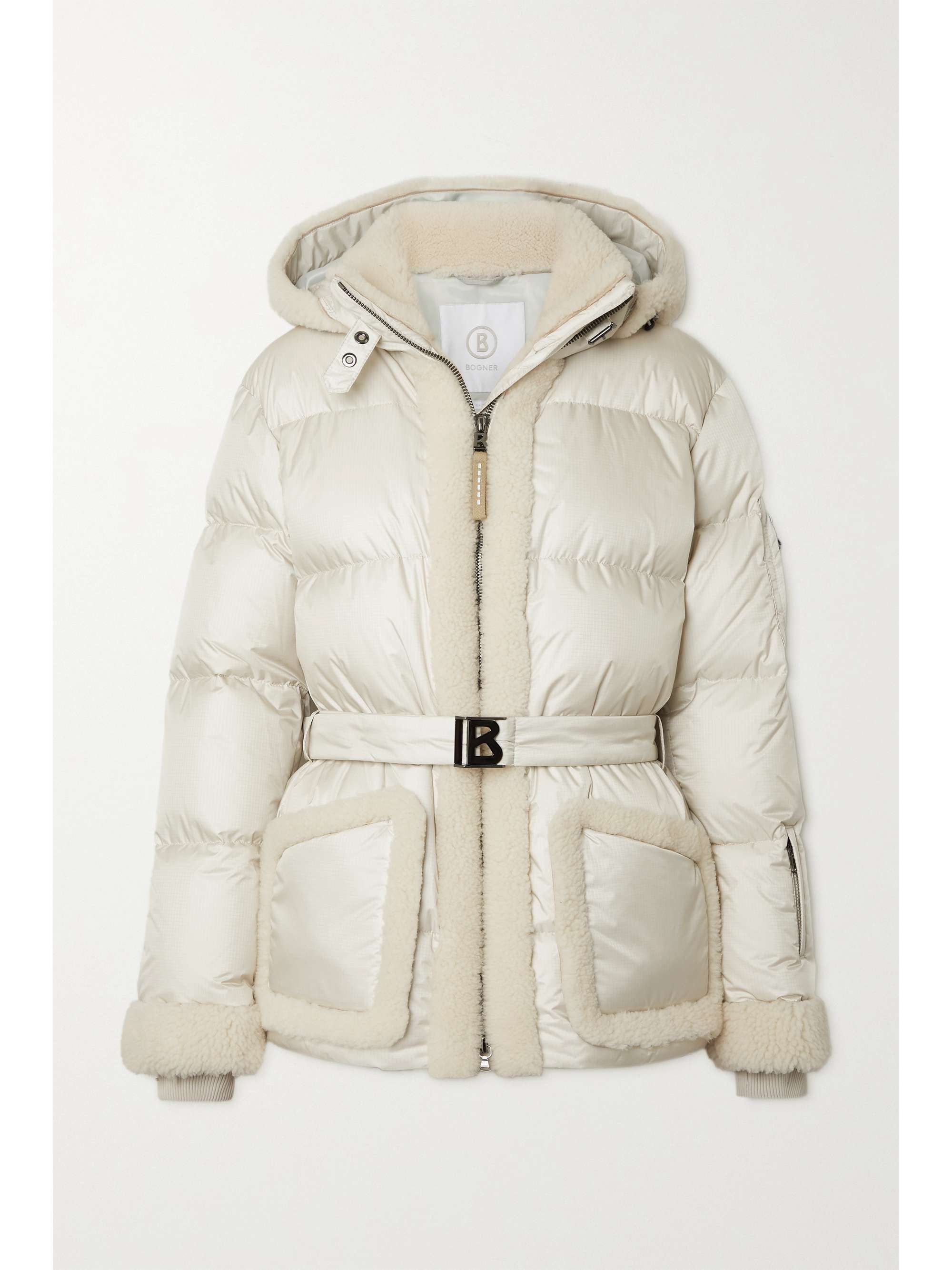 belted ski coat