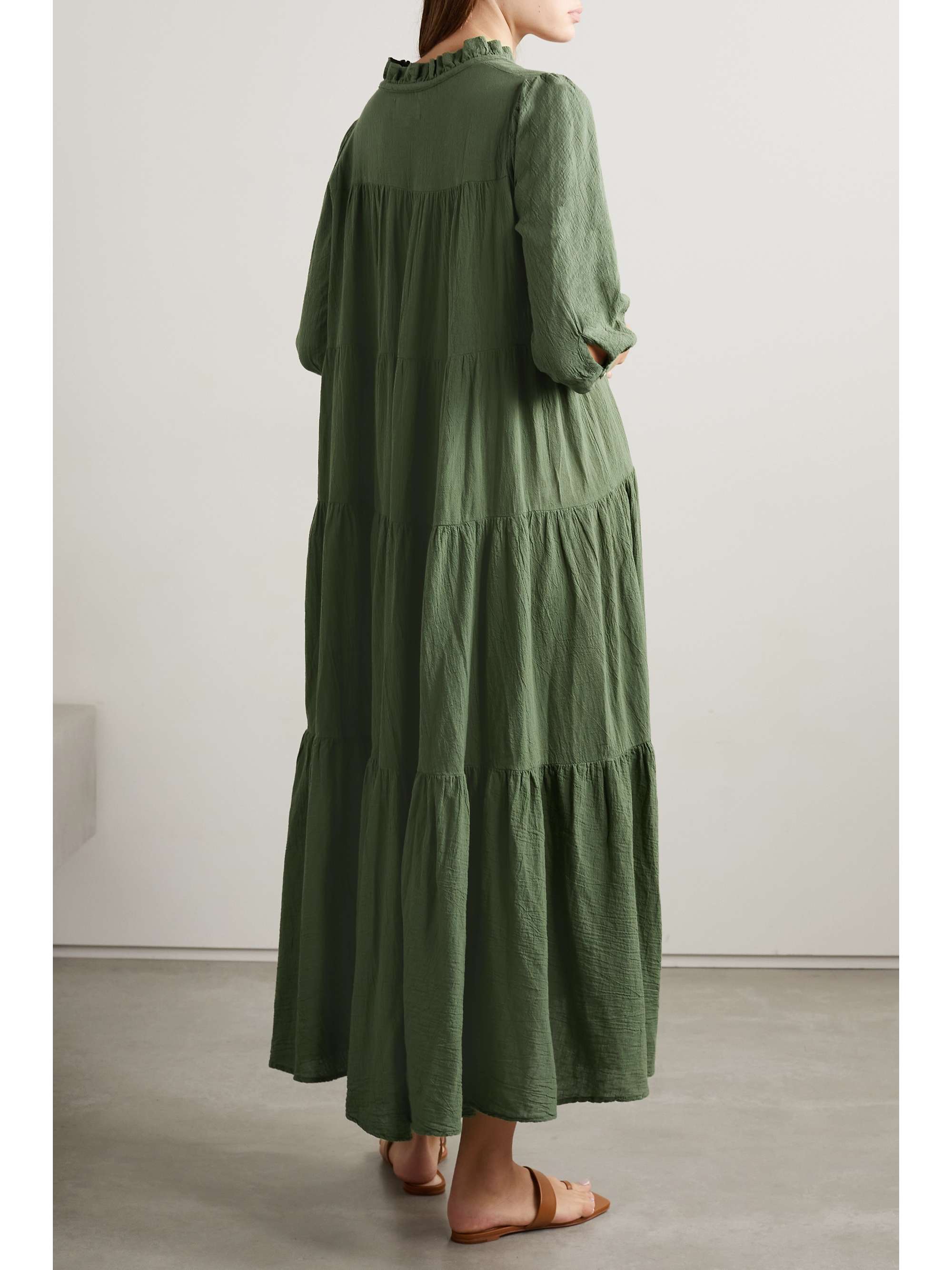 HONORINE Giselle tiered crinkled cottongauze maxi dress NETAPORTER
