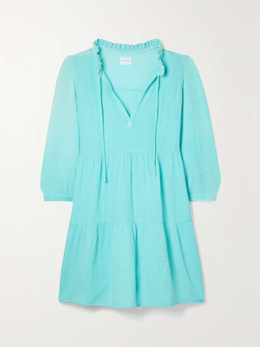 Honorine Giselle Ruffled Tiered Cotton-seersucker Mini Dress