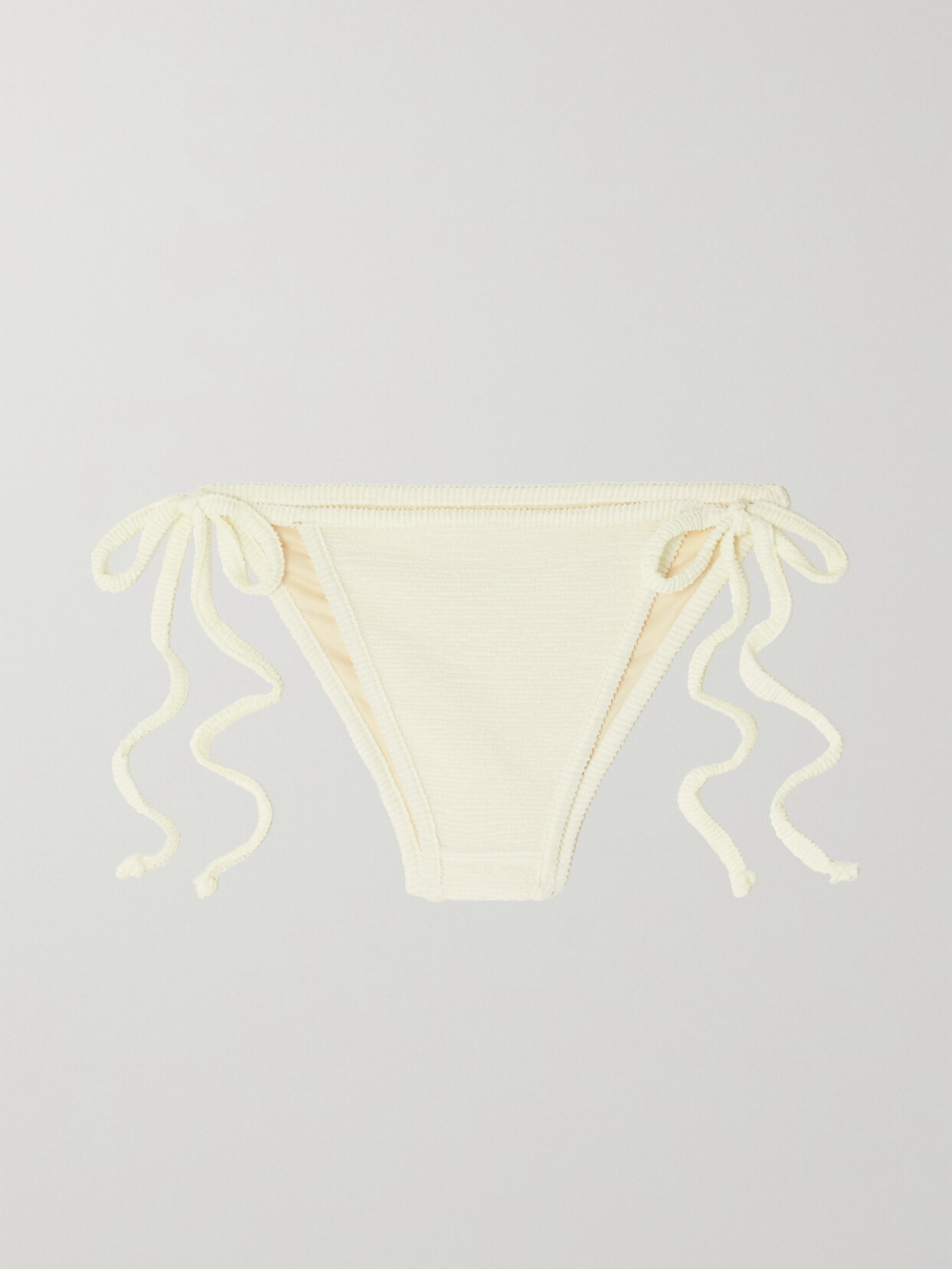 Faithfull The Brand + Net Sustain Hazel Recycled Seersucker Bikini Briefs In Ivory