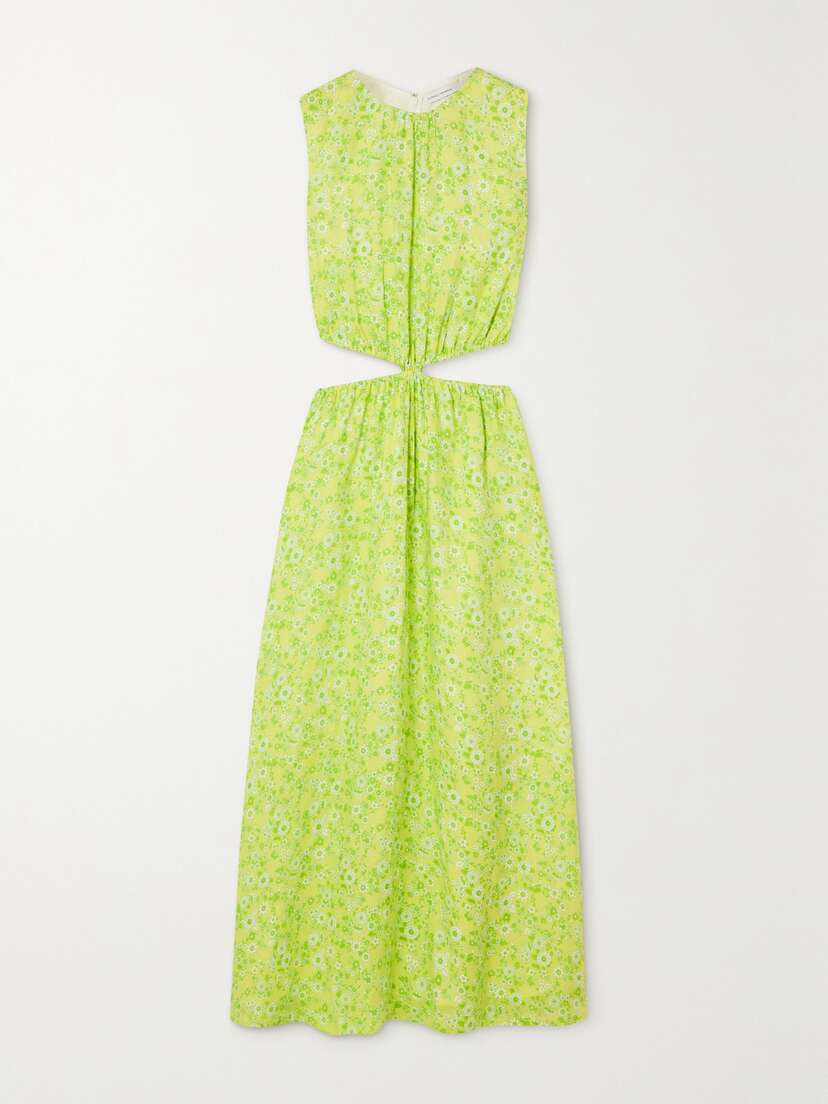 Faithfull Las Flores Cutout Floral-print Linen Maxi Dress