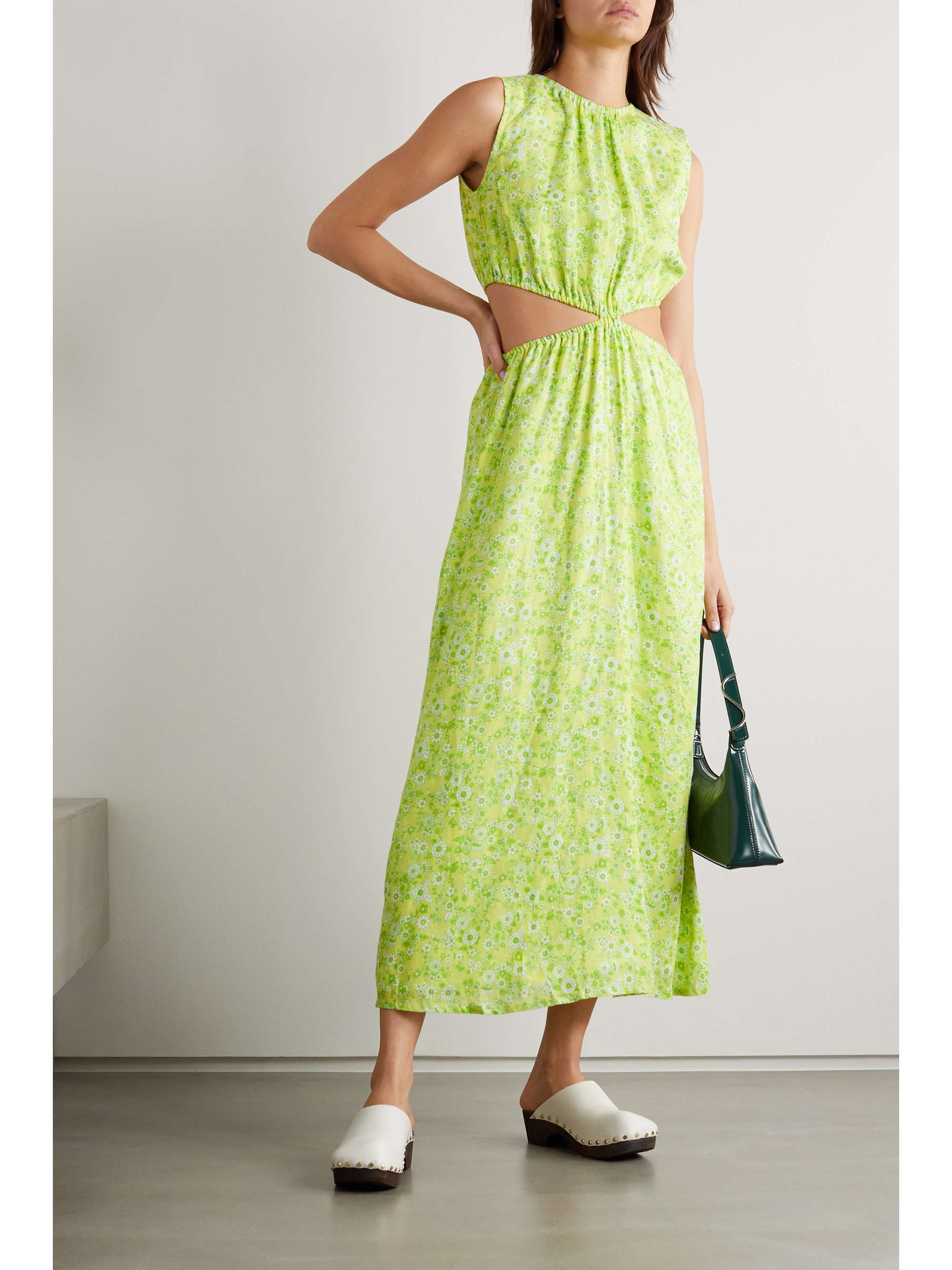 green linen maxi dress