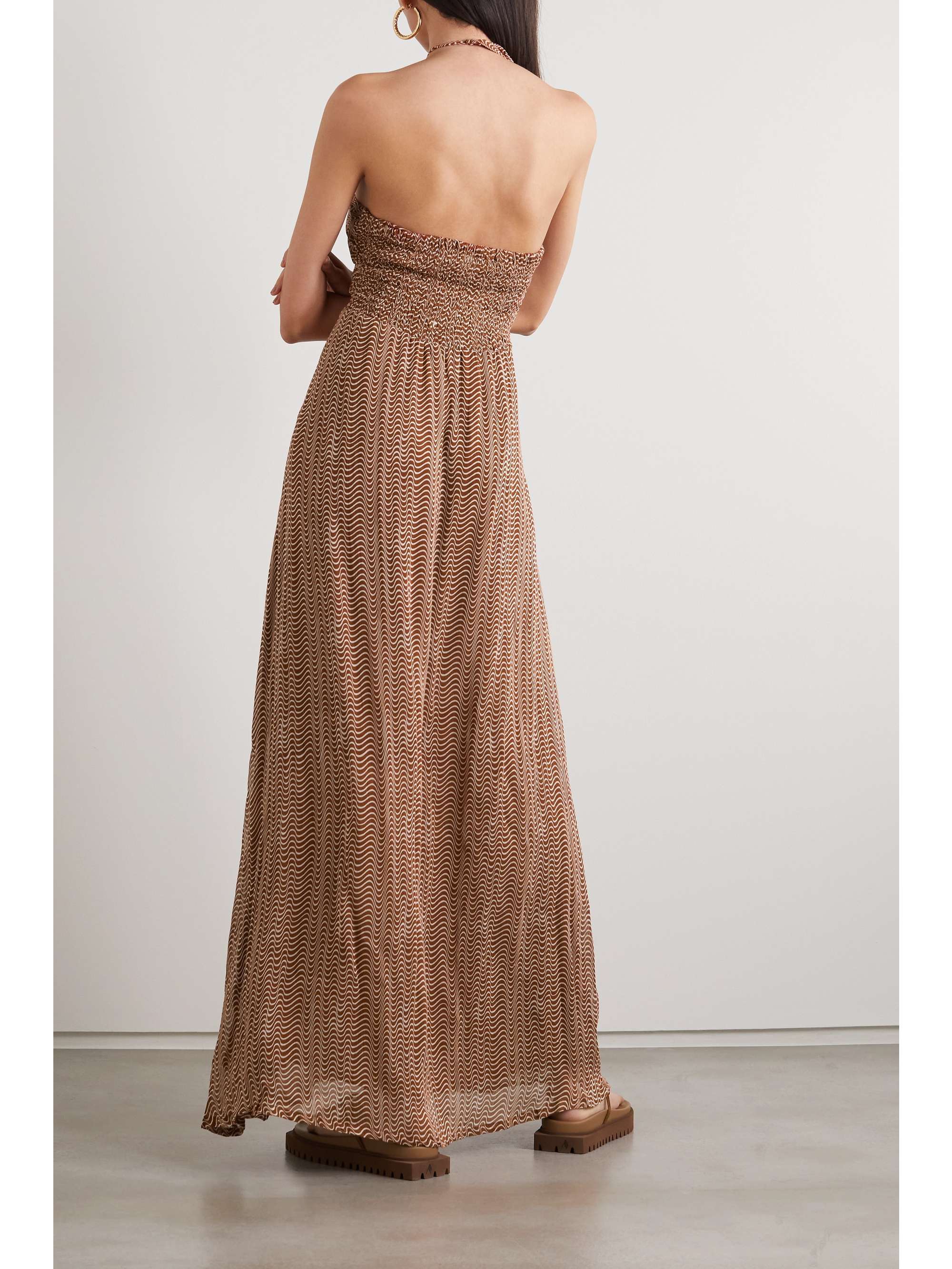 Brown La Costa cutout printed linen 