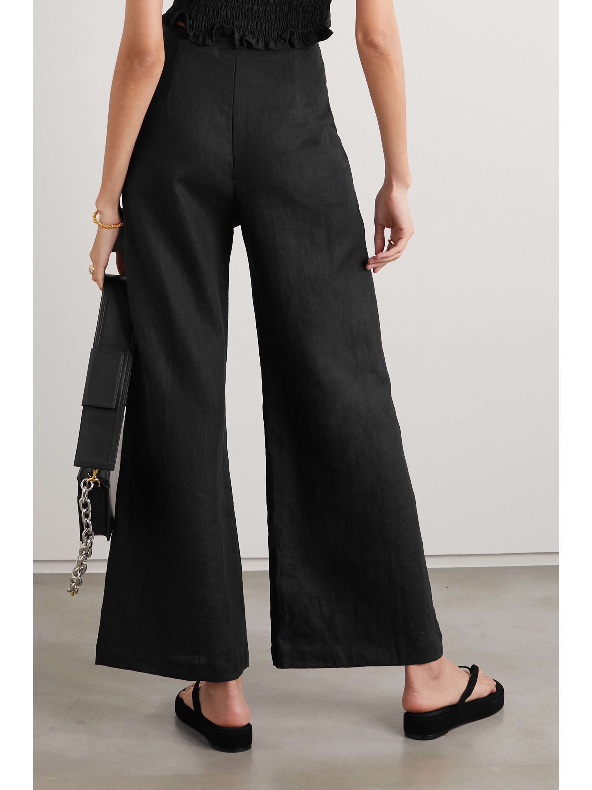 Black Ottavio linen wide-leg pants 