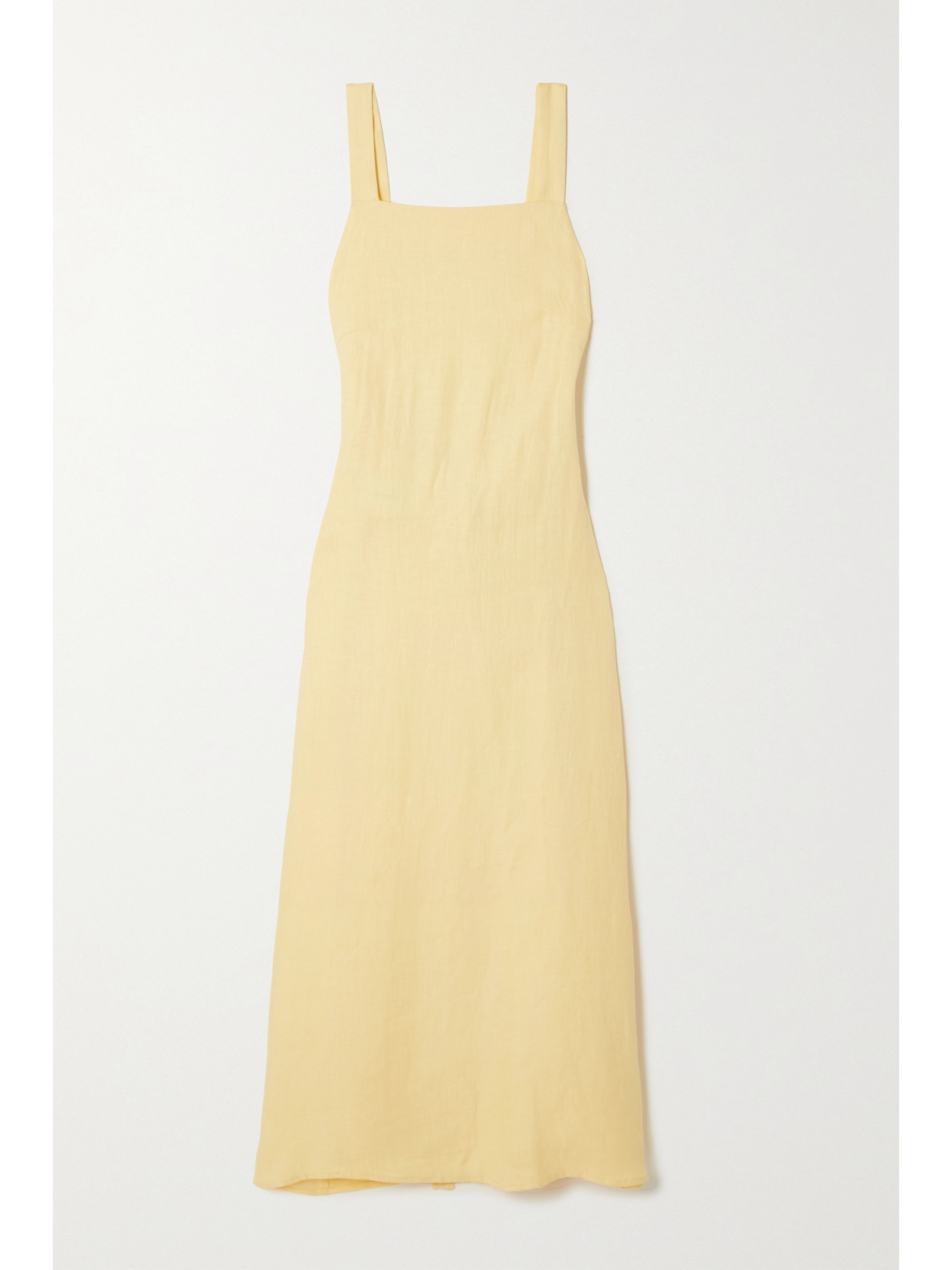 BONDI BORN - + Net Sustain Mustique Open-back Organic Linen Midi Dress - Yellow