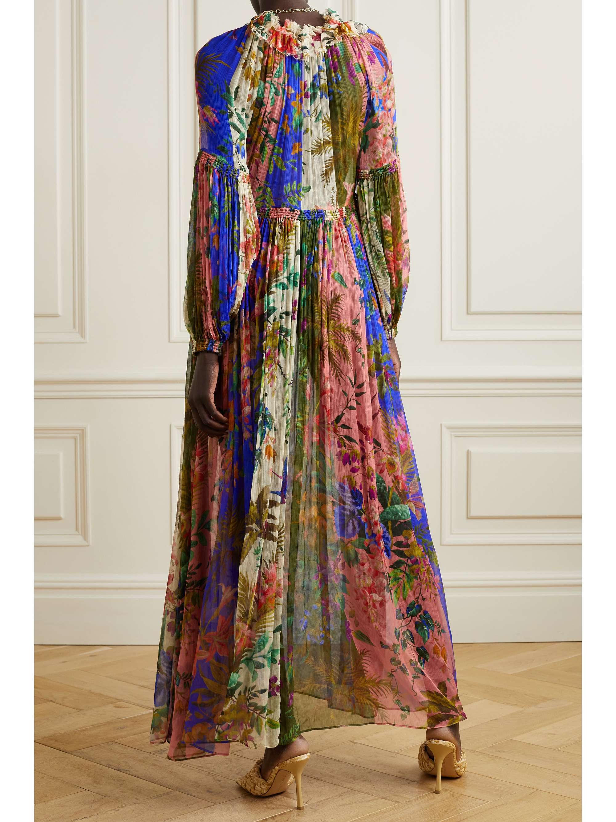 ZIMMERMANN Tropicana ruffled pleated floral-print silk-crepon dress