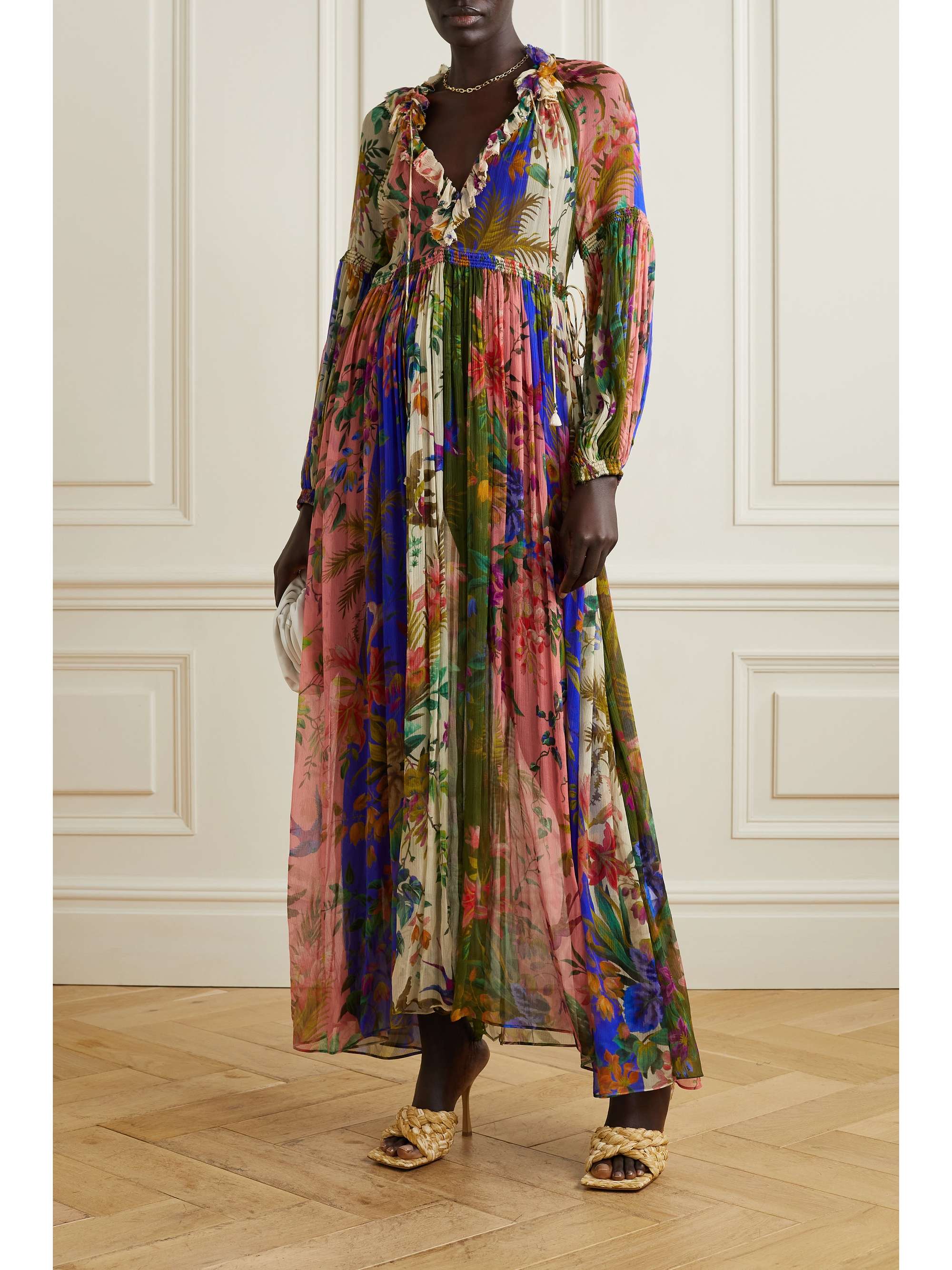 ZIMMERMANN Tropicana ruffled pleated floral-print silk-crepon dress