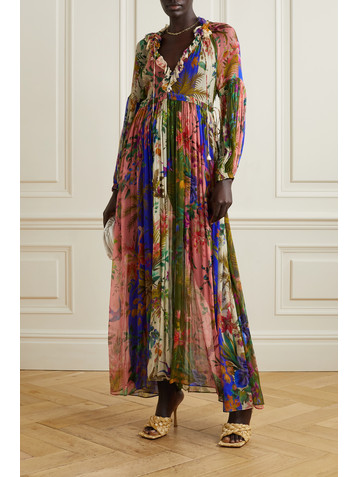 Zimmermann Tropicana ruffled pleated floral-print silk-crepon dress