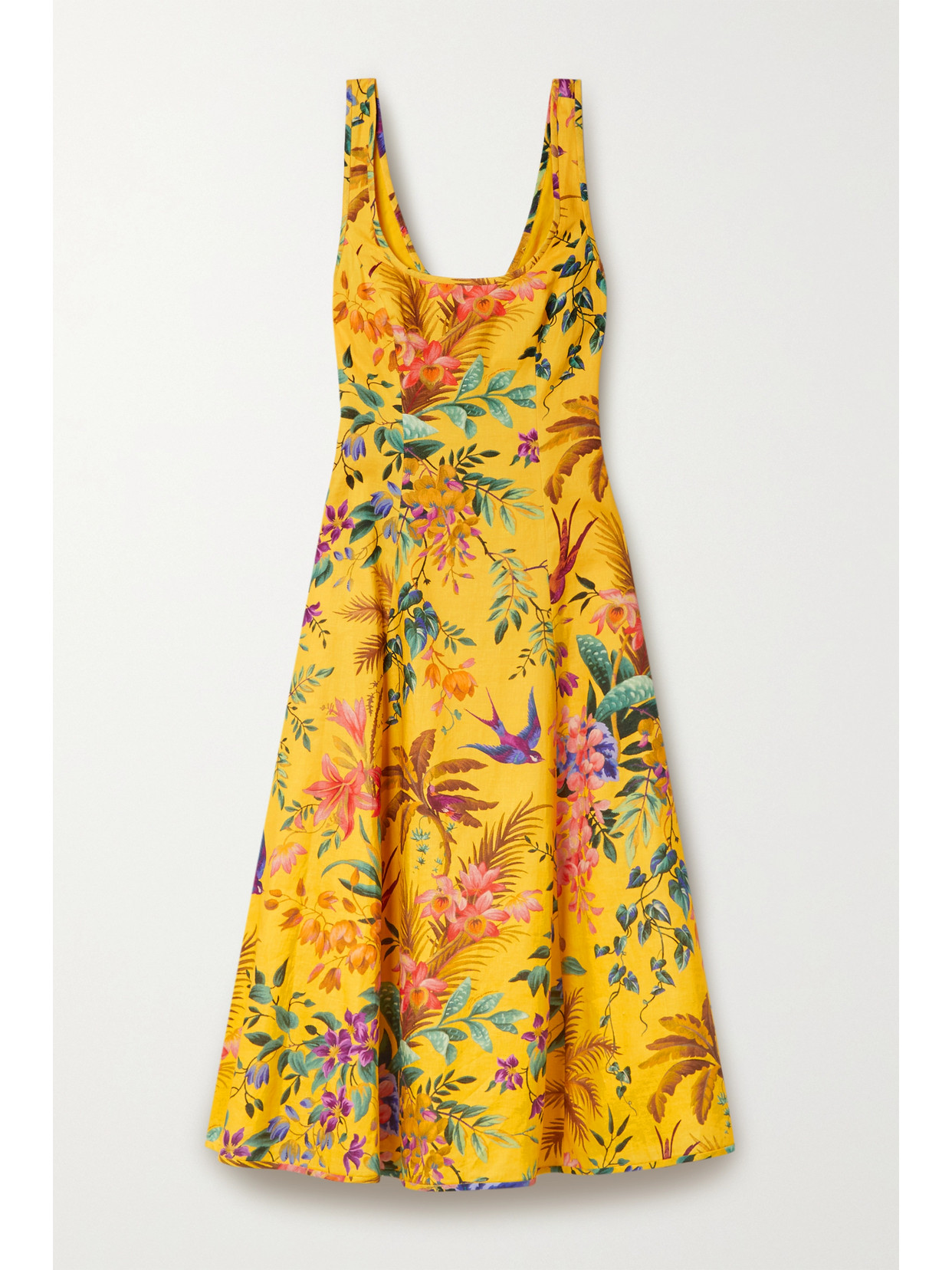 Zimmermann Tropicana Floral Print Cutout Linen Midi Dress In Multicoloured  | ModeSens