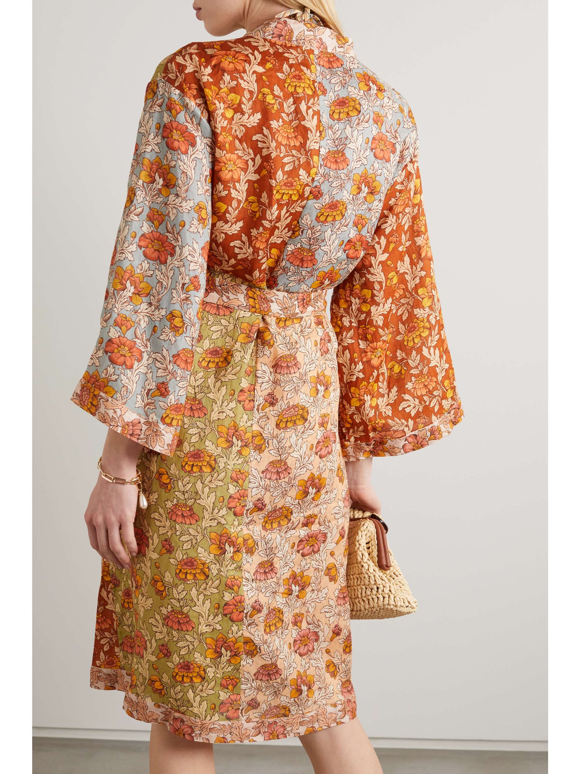 Orange Andie floralprint linen robe ZIMMERMANN NETAPORTER