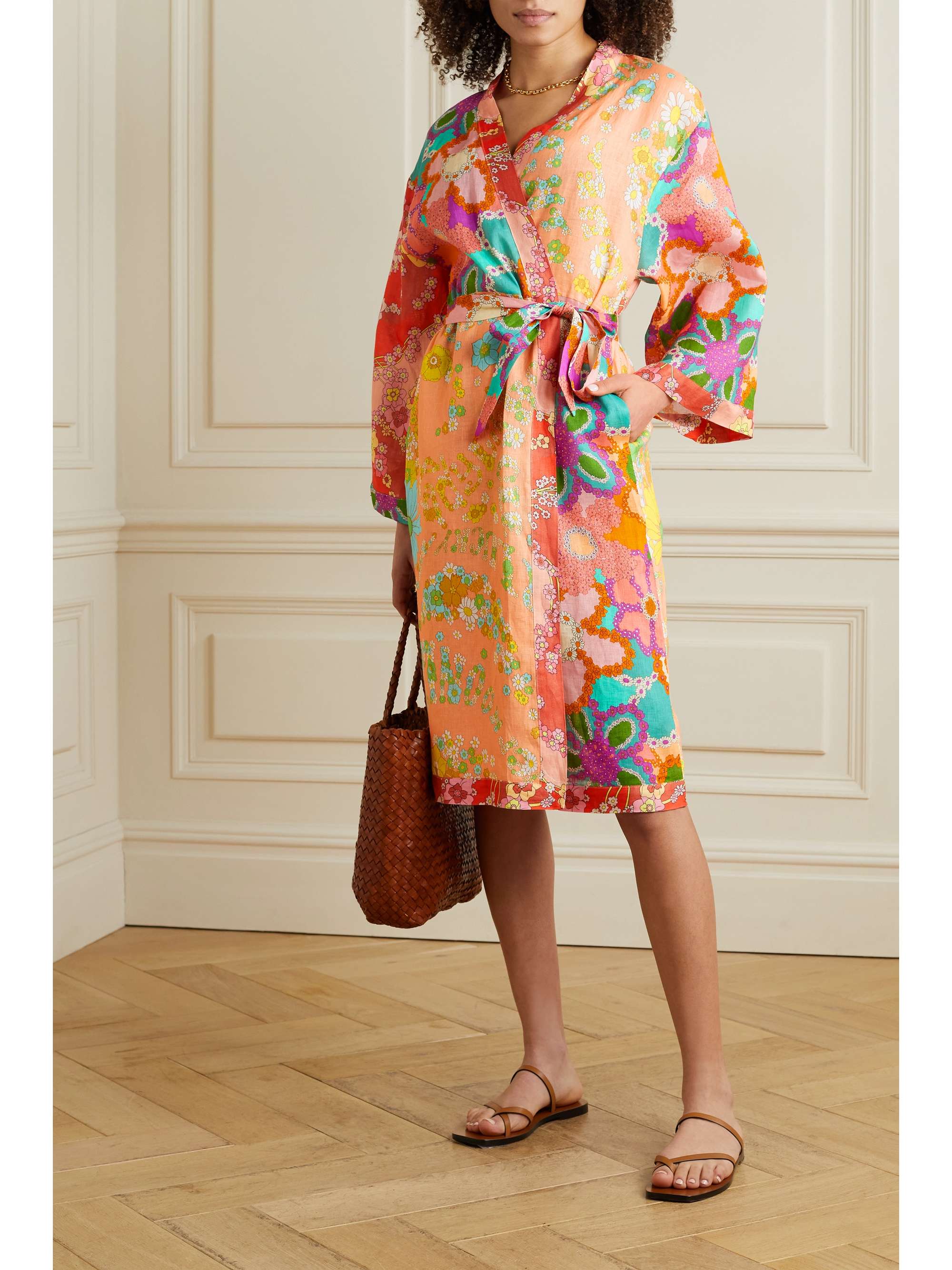 ZIMMERMANN Lola patchwork floral-print linen robe