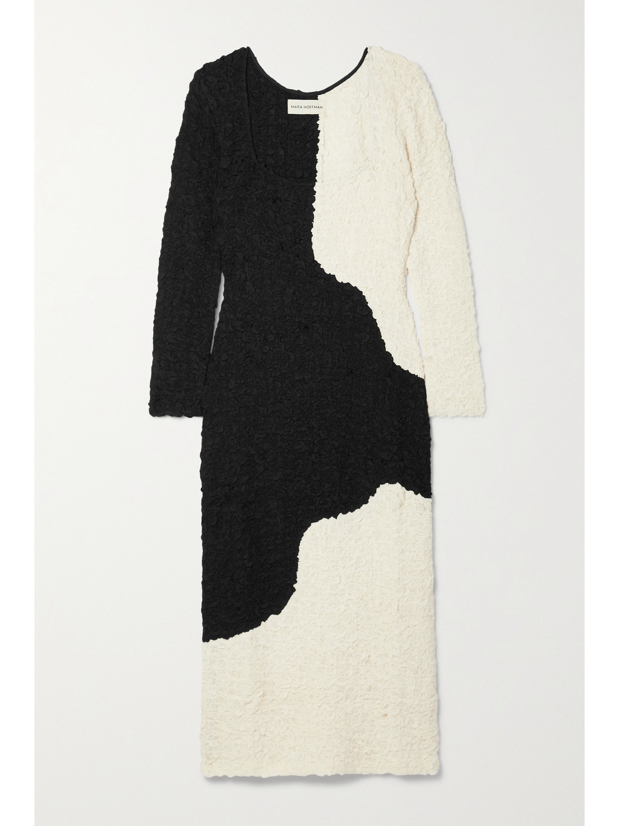 Mara Hoffman + Net Sustain Amy Two-tone Tencel Modal-cloqué Midi Dress In Black