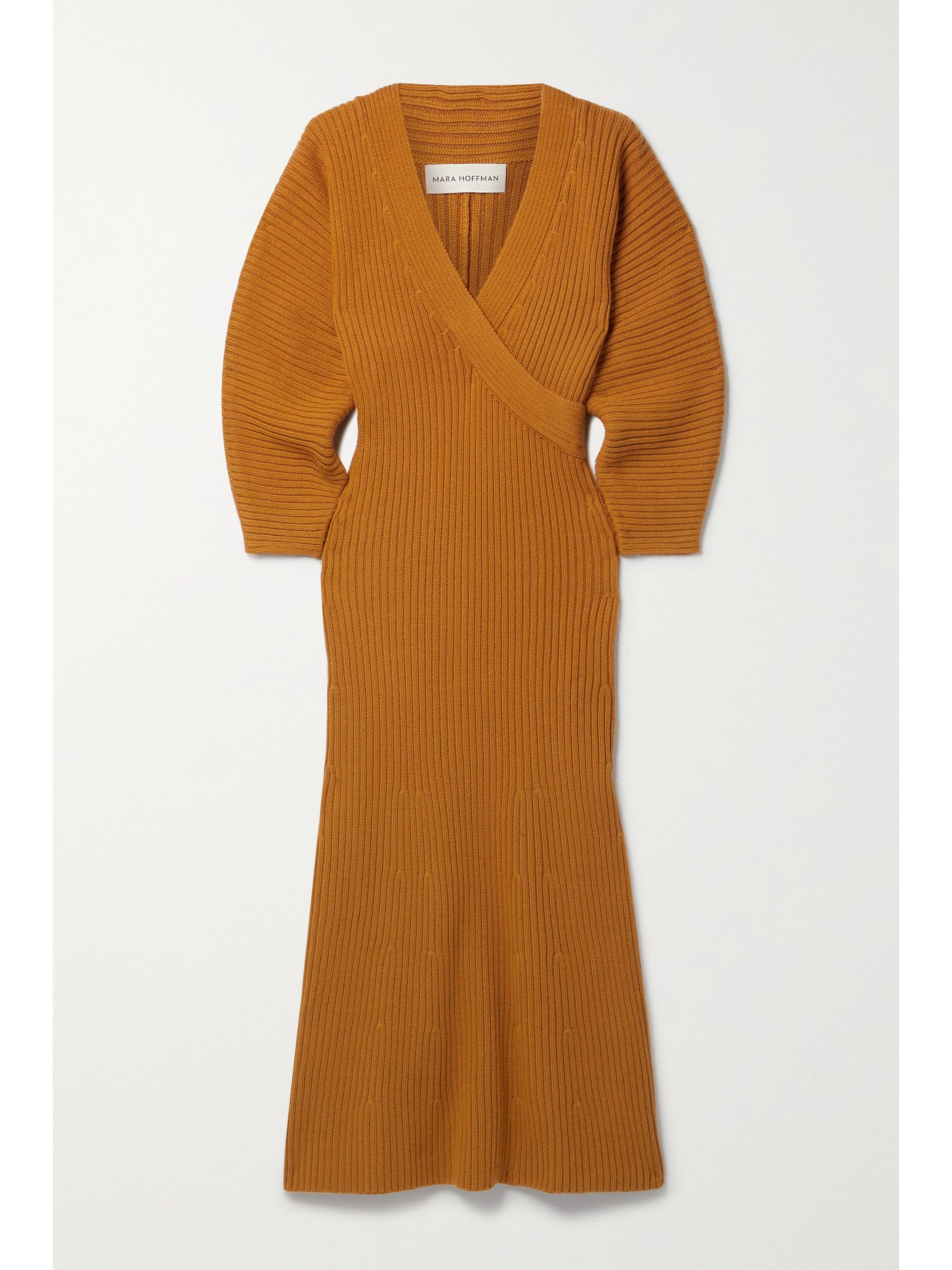 MARA HOFFMAN Samira wrap-effect ribbed organic cotton-blend midi dress