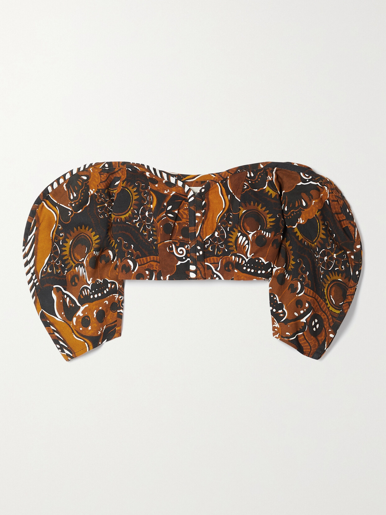 Mara Hoffman + Net Sustain Juana Off-the-shoulder Cropped Printed Tencel Lyocell Top In Brown