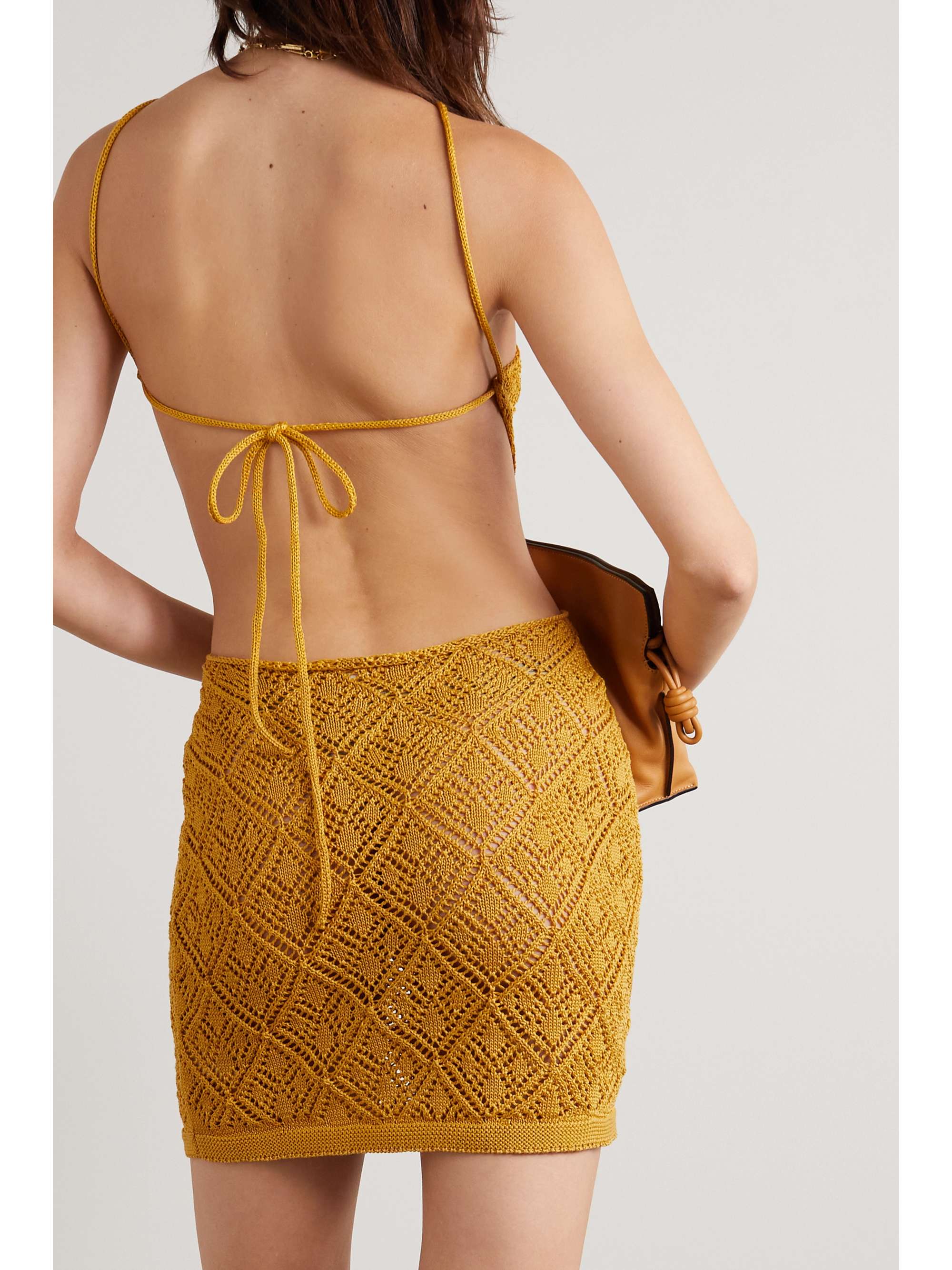 SAVANNAH MORROW THE LABEL Jamaica open-back crocheted Pima cotton mini dress