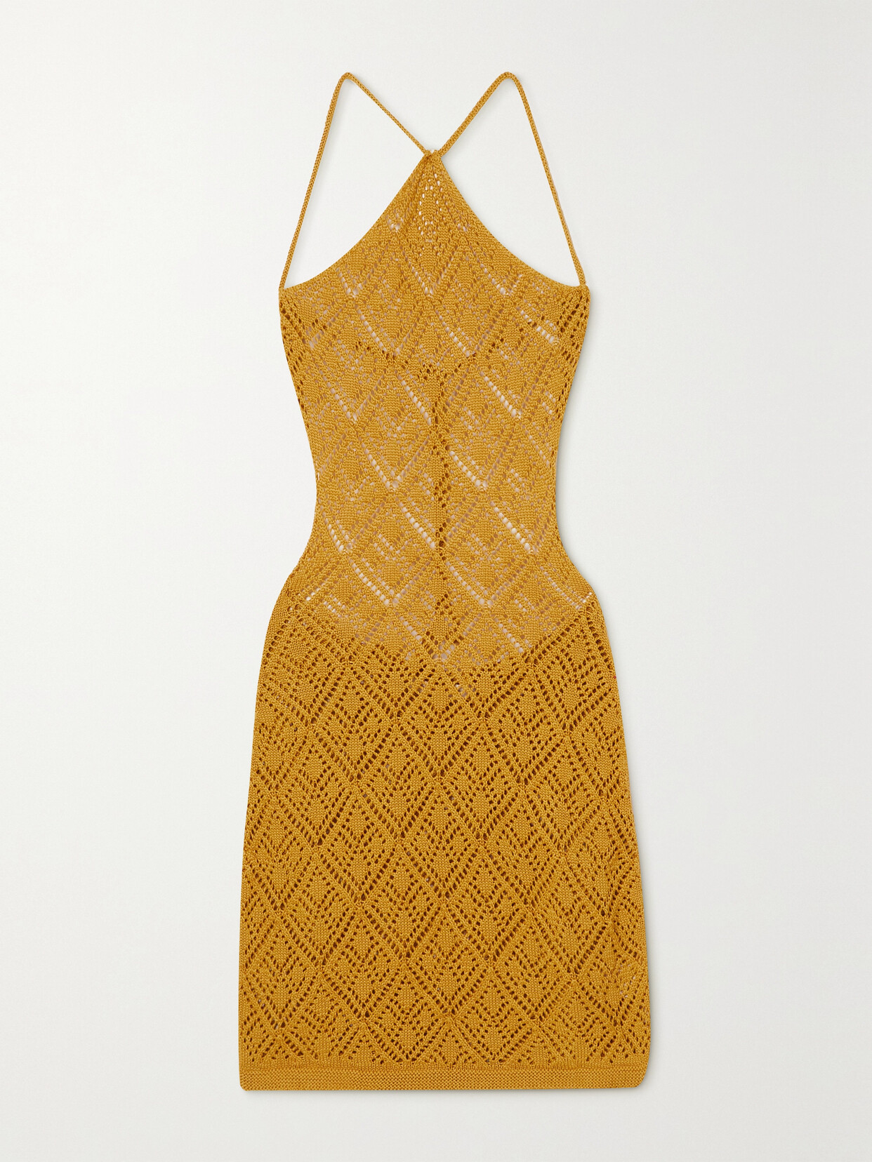 Savannah Morrow The Label Jamaica Open-back Crocheted Pima Cotton Mini Dress In Yellow