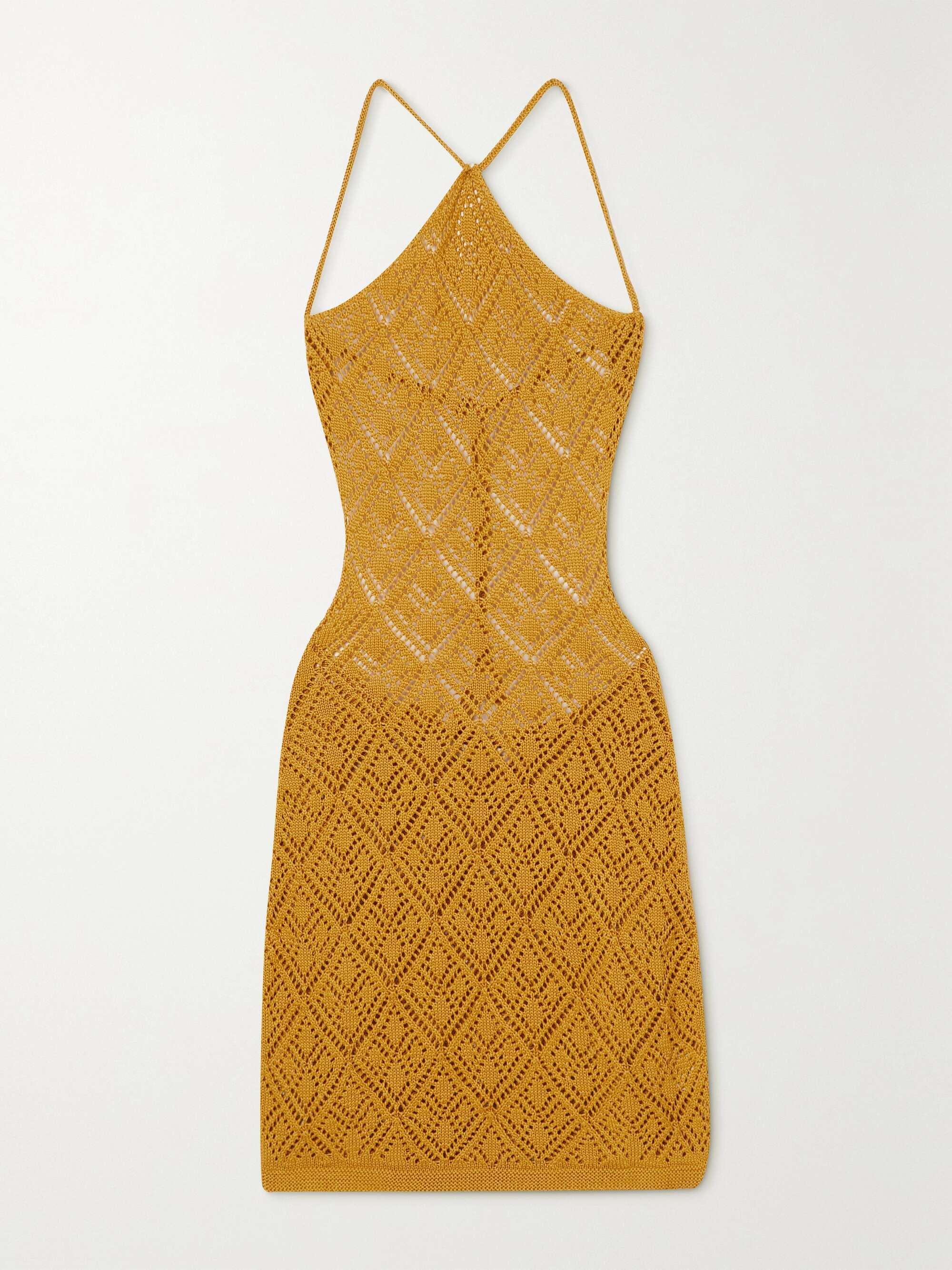 Marigold Jamaica open-back crocheted Pima cotton mini dress | SAVANNAH ...