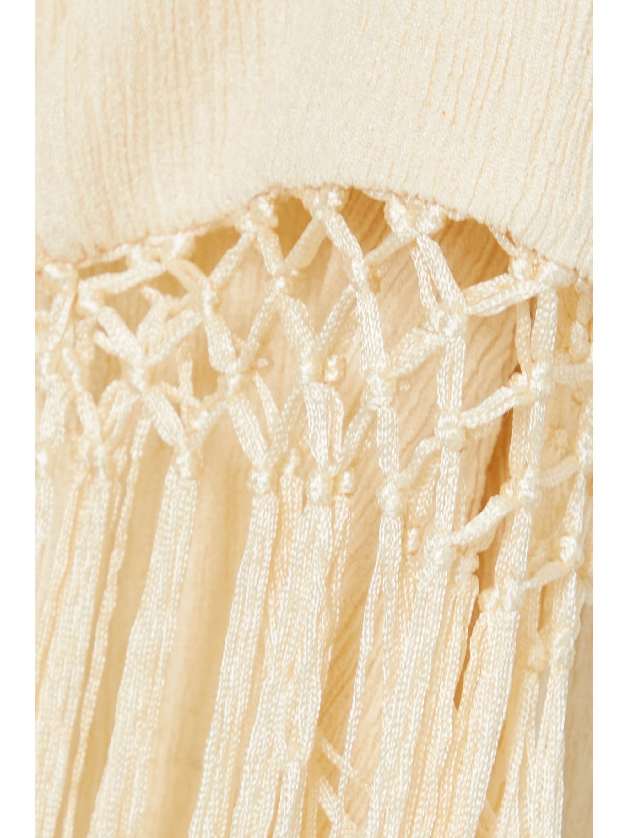 SAVANNAH MORROW THE LABEL Vea belted tasseled crinkled silk and bamboo-blend pants