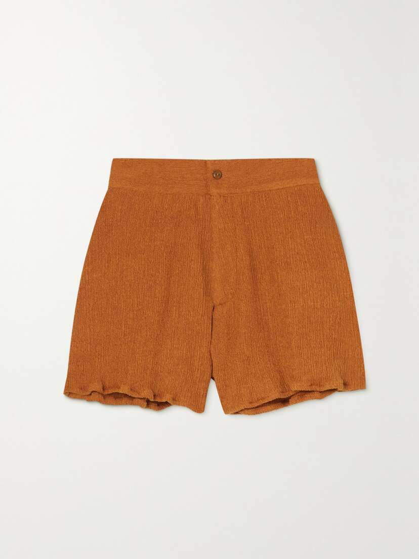 Savannah Morrow The Label Verita Crinkled Silk And Bamboo-blend Shorts