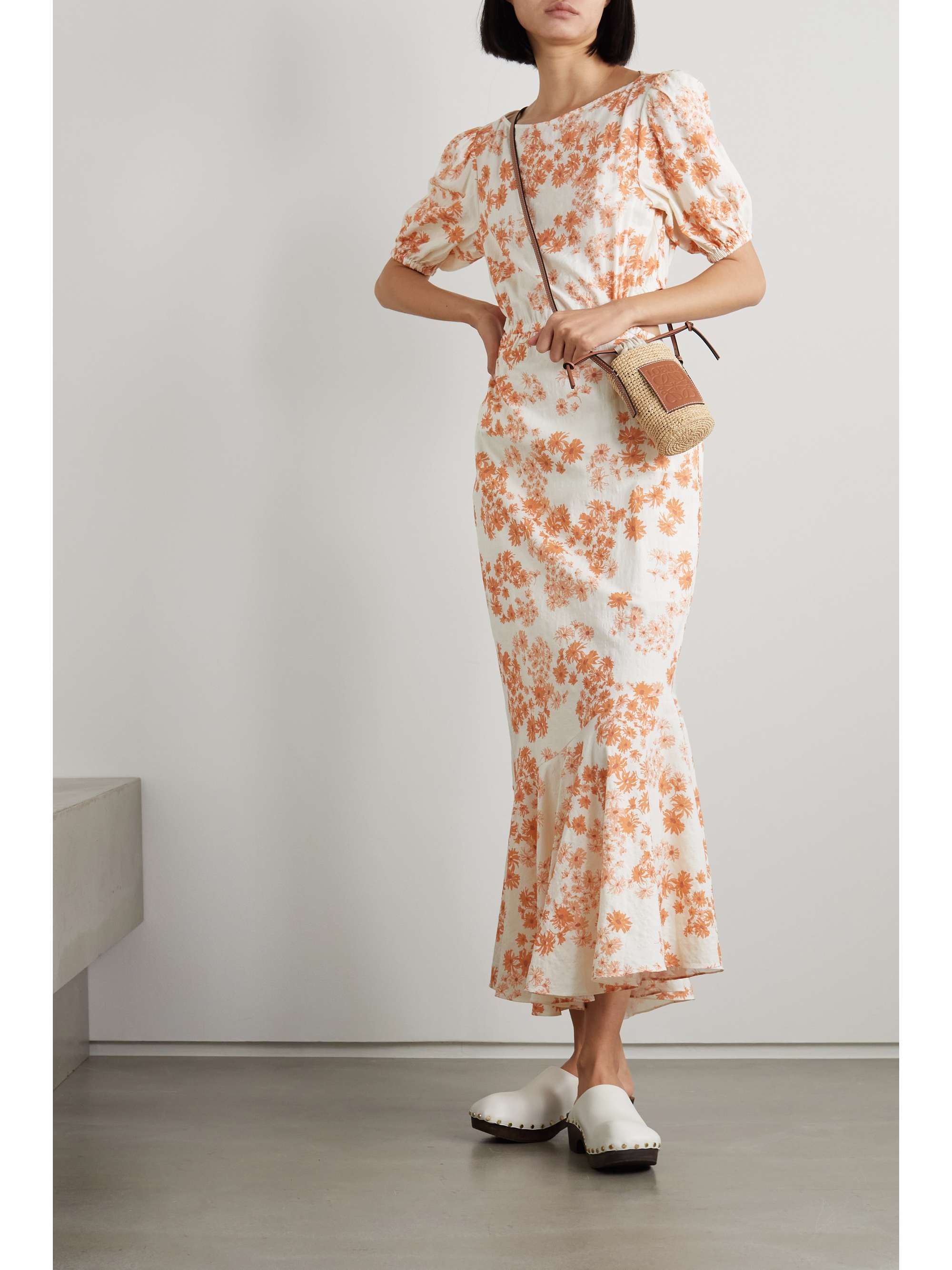 PEONY + NET SUSTAIN Holiday cutout floral-print organic cotton and  ECOVERO-blend midi dress | NET-A-PORTER