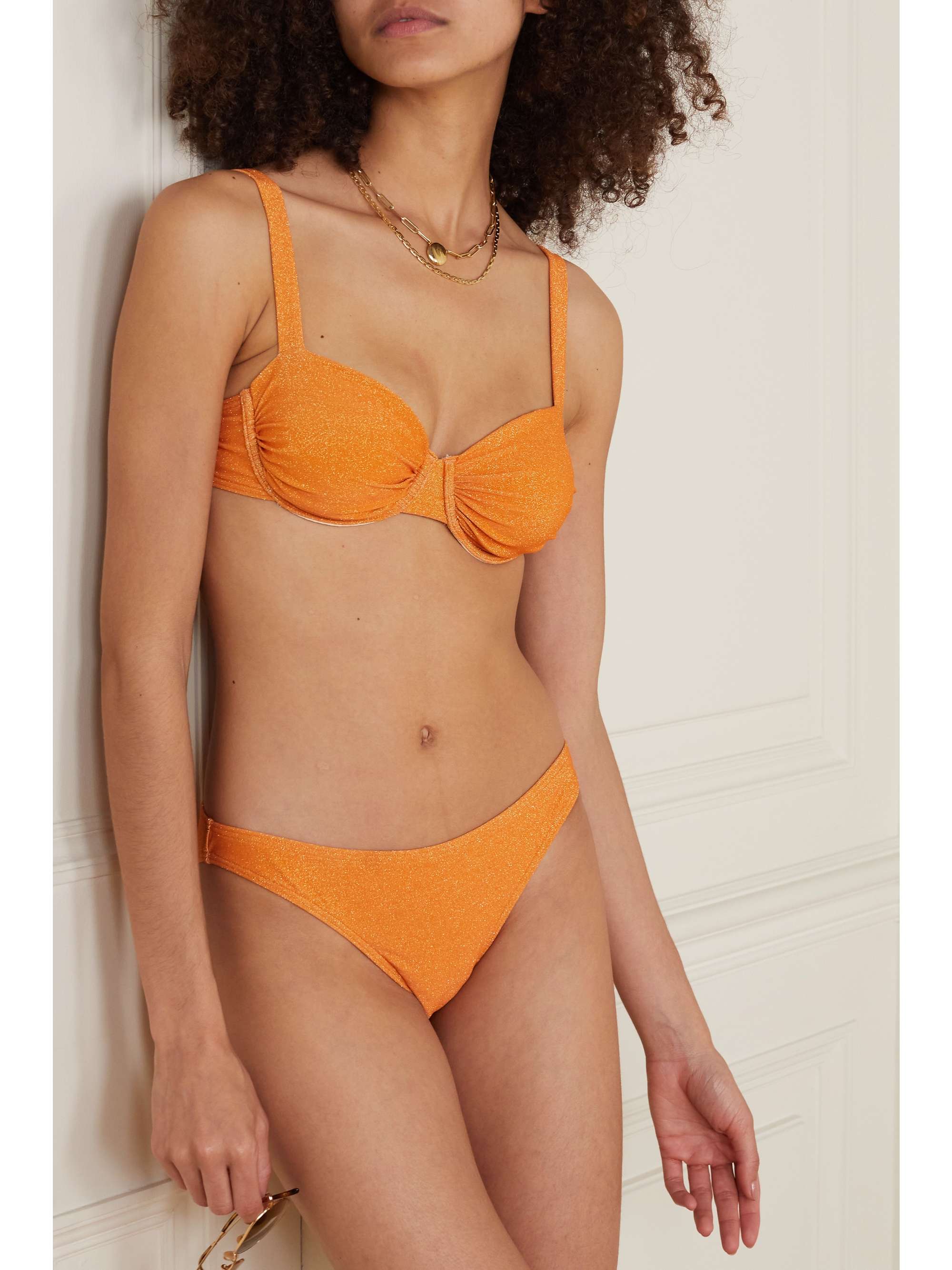 PEONY + NET SUSTAIN Bikini-Höschen aus einem Stretch-Material mit recycelten Fasern in Metallic-Optik
