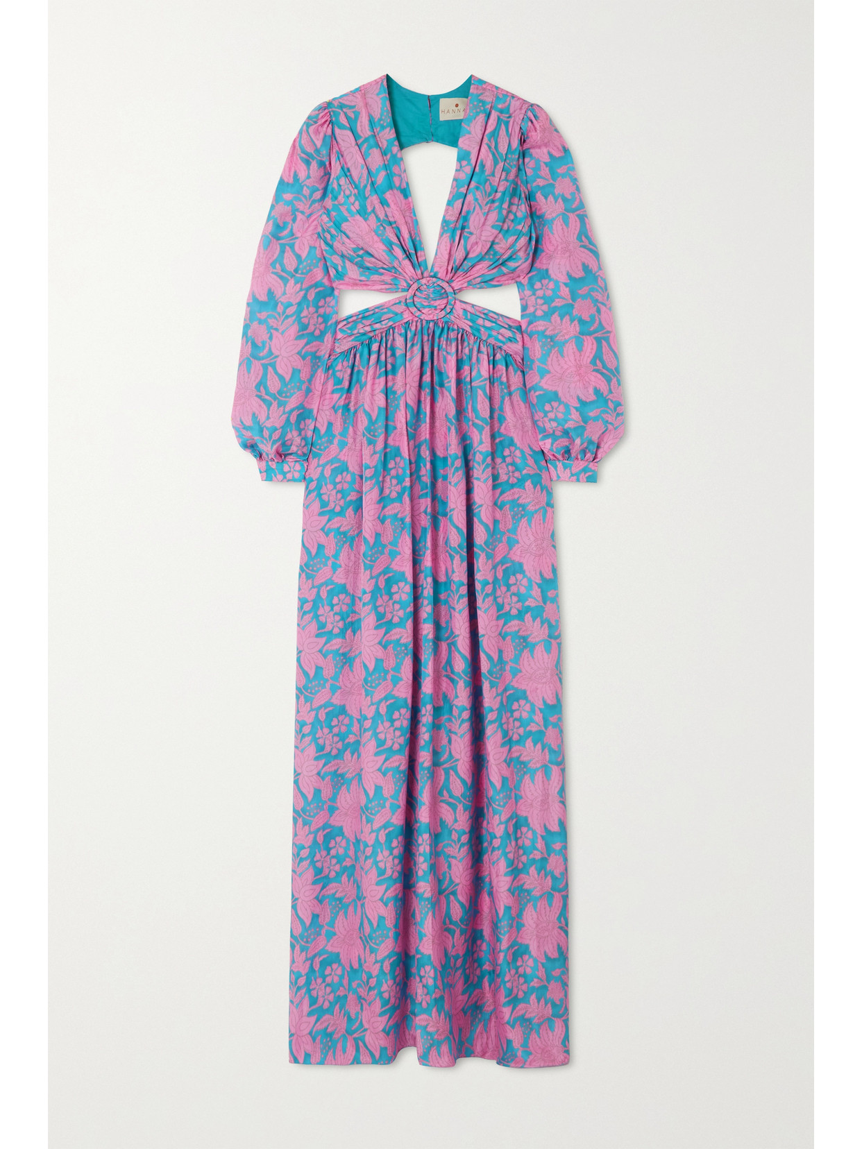 HANNAH ARTWEAR RIO OPEN-BACK FLORAL-PRINT SILK-HABOTAI MAXI DRESS