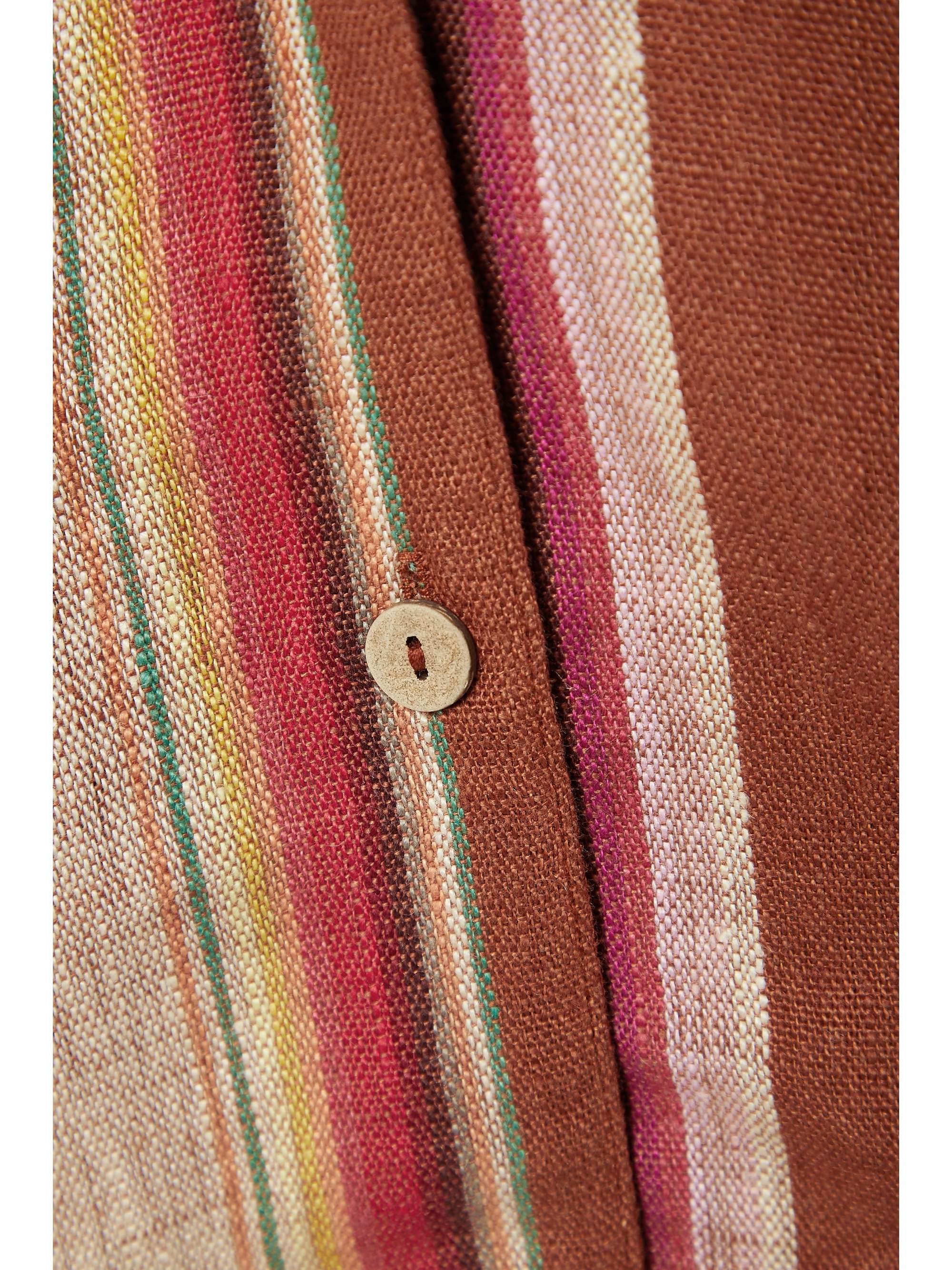 MIGUELINA + NET SUSTAIN Briar fringed striped linen shirt