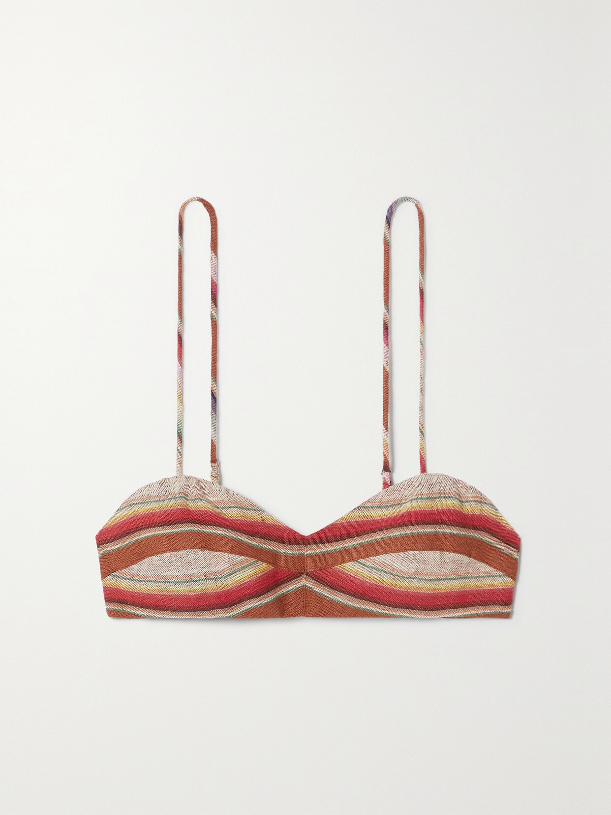 MIGUELINA + NET SUSTAIN STRIPED LINEN BRALETTE