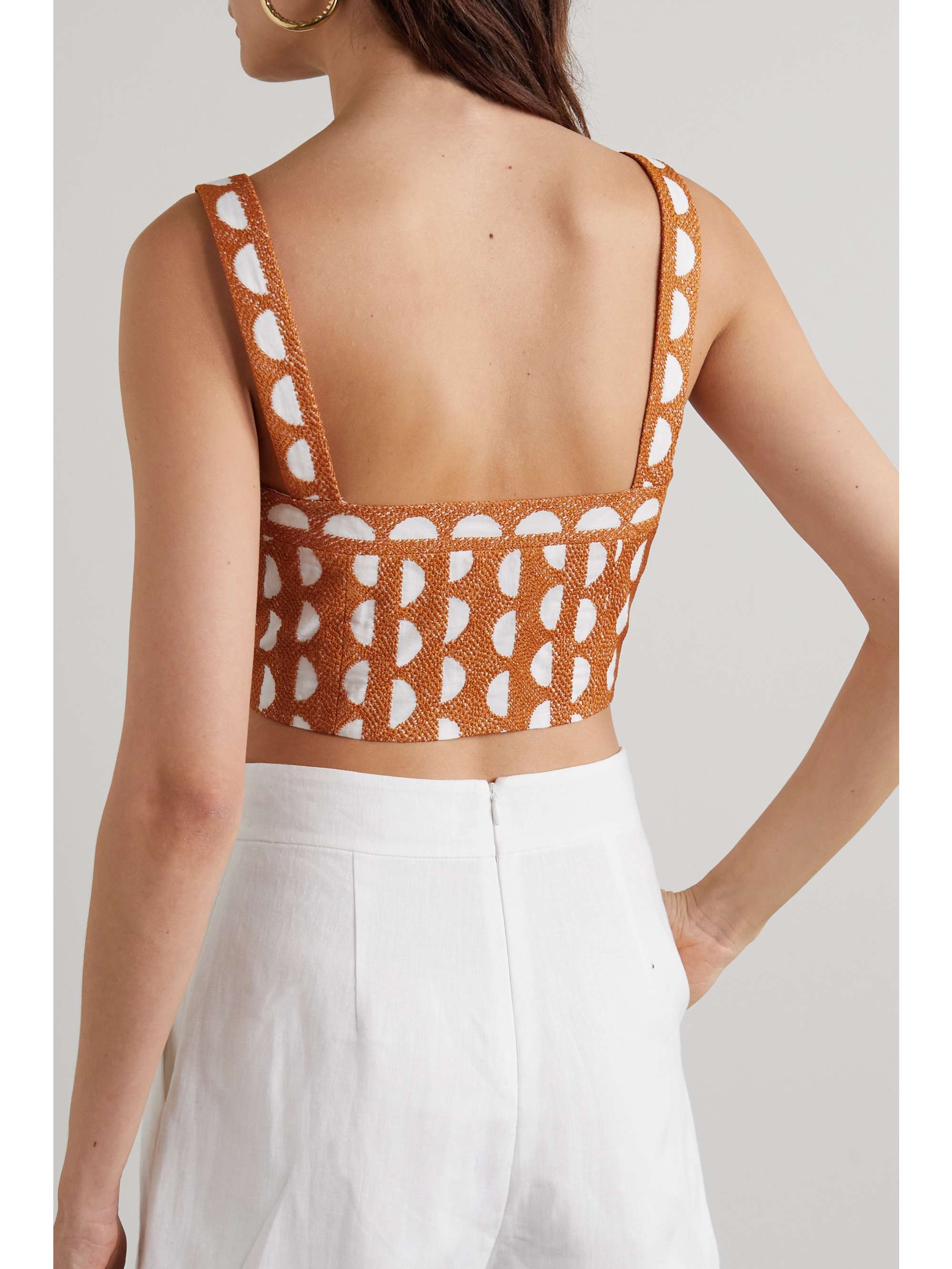 THREE GRACES LONDON Nineve cropped embroidered cotton top