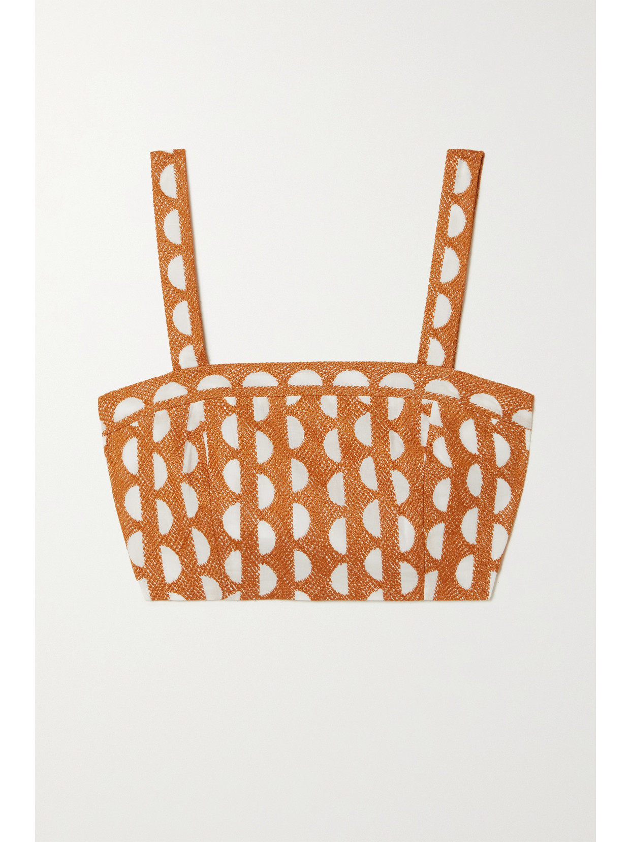 Three Graces London Nineve Cropped Embroidered Cotton Top In Metallic