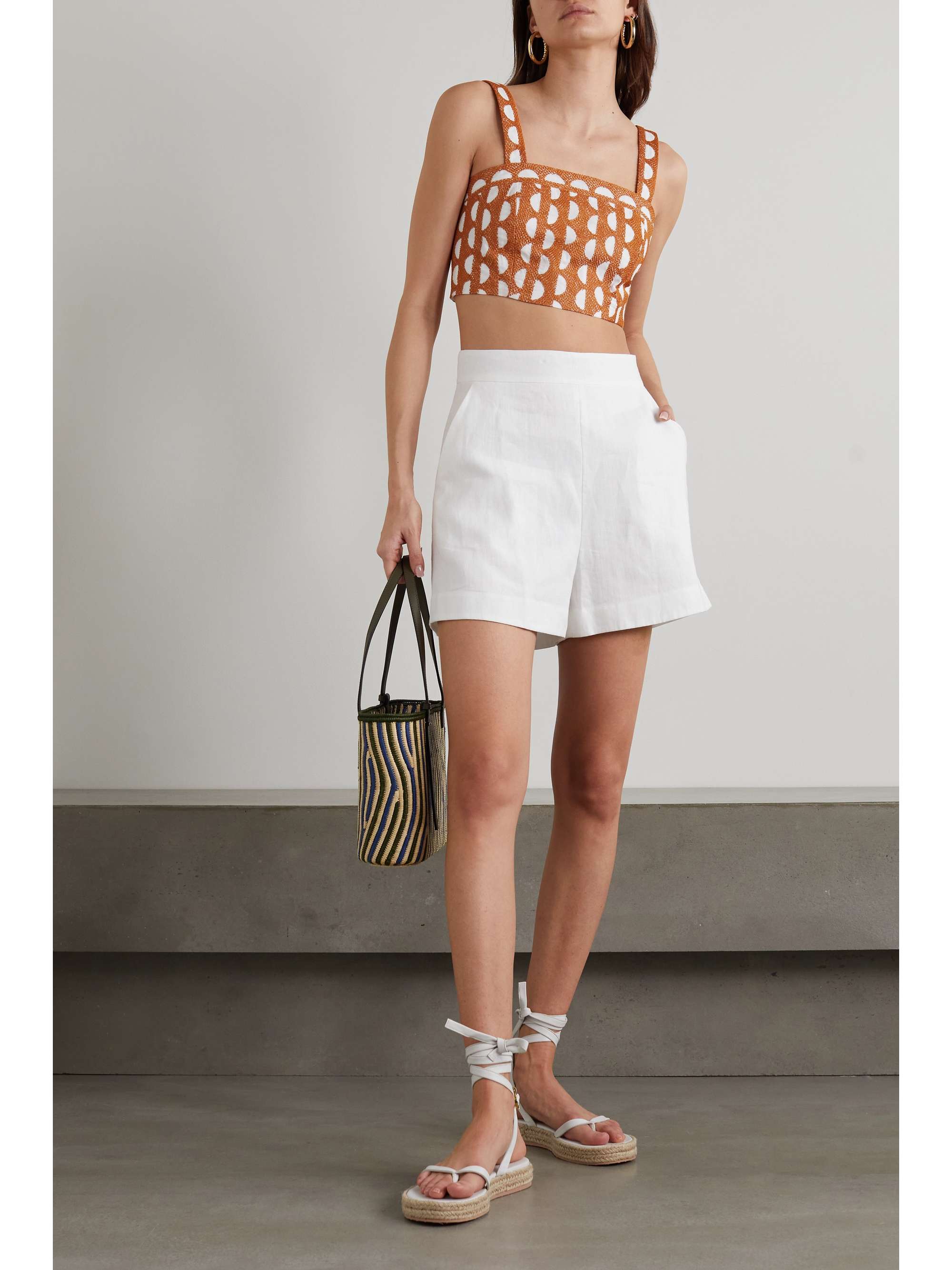 THREE GRACES LONDON Nineve cropped embroidered cotton top