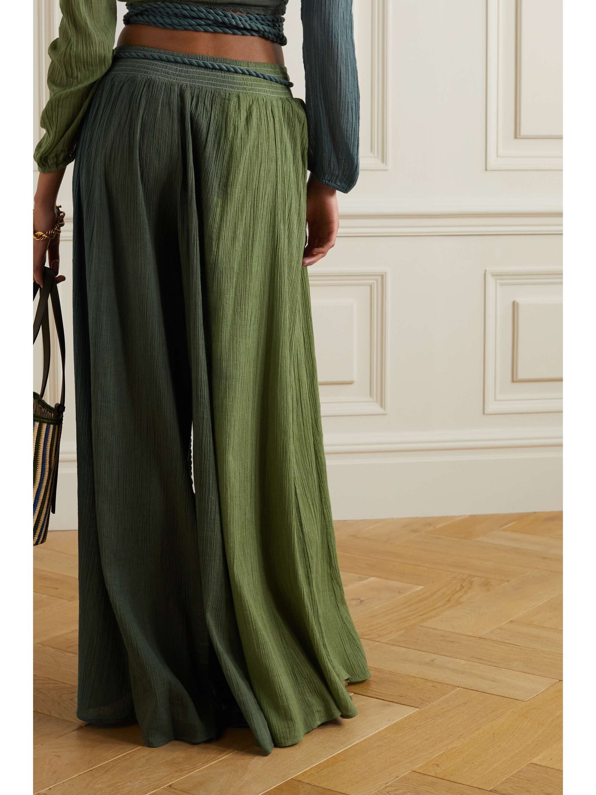 Solange tie-detailed cotton-gauze pants 