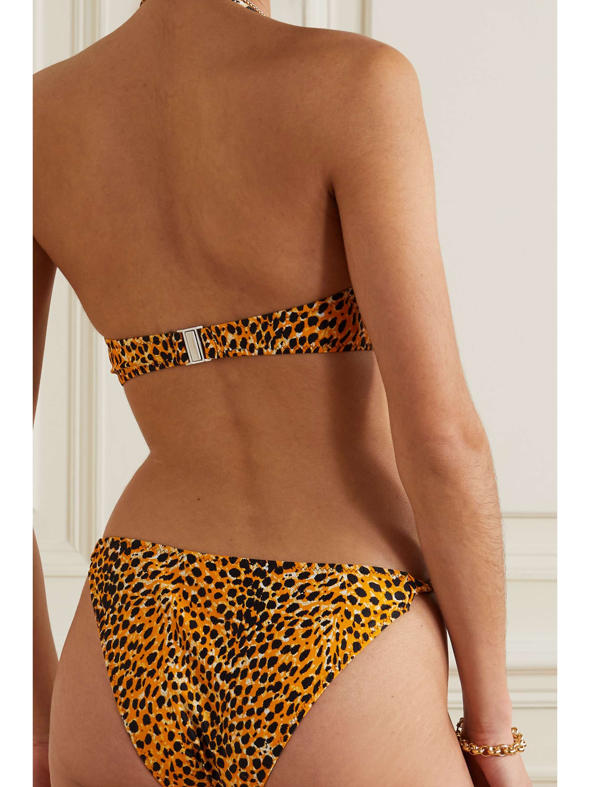 GANNI Cheetah-print recycled halterneck bikini top