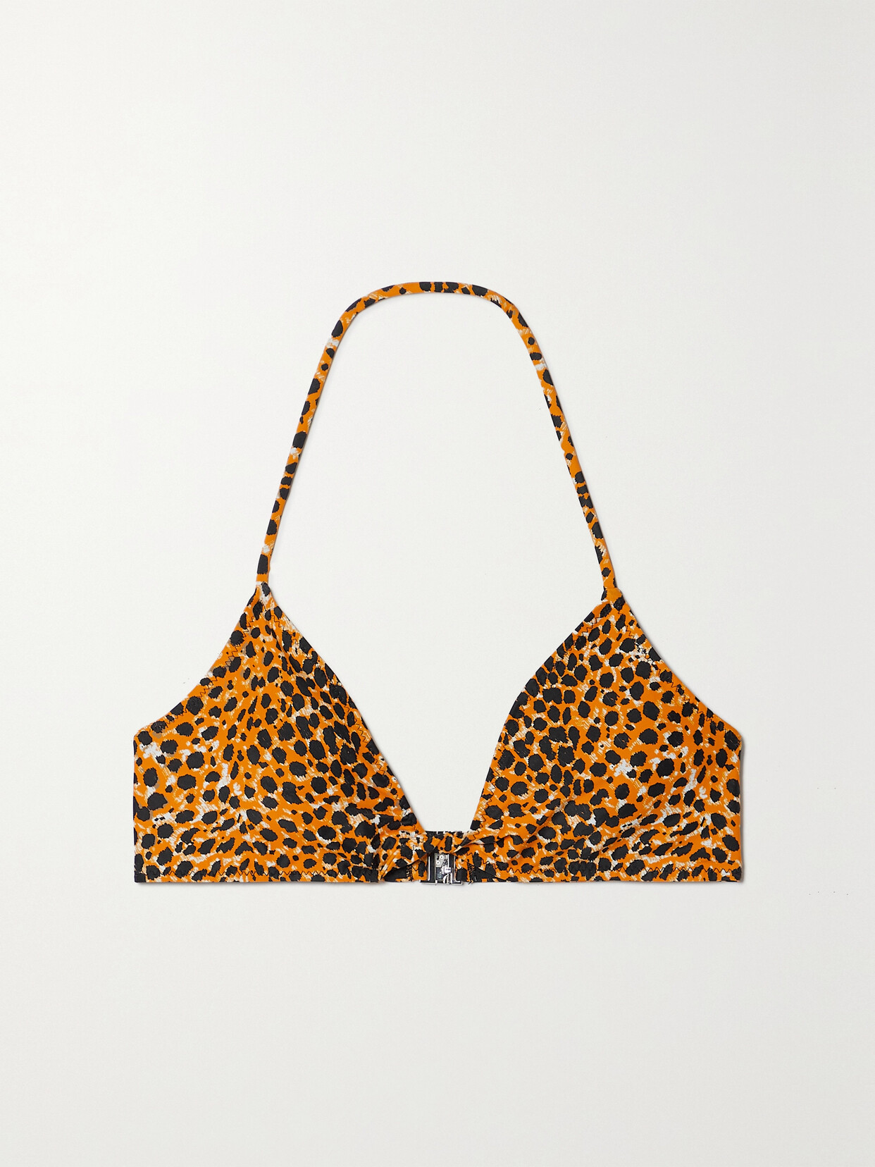 GANNI CHEETAH-PRINT RECYCLED HALTERNECK BIKINI TOP