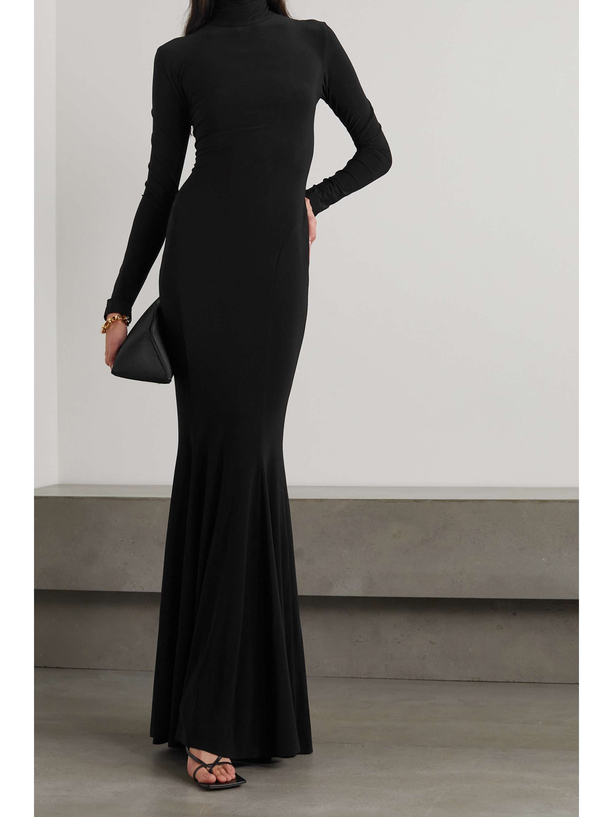 NORMA KAMALI Cutout stretch-jersey turtleneck maxi dress