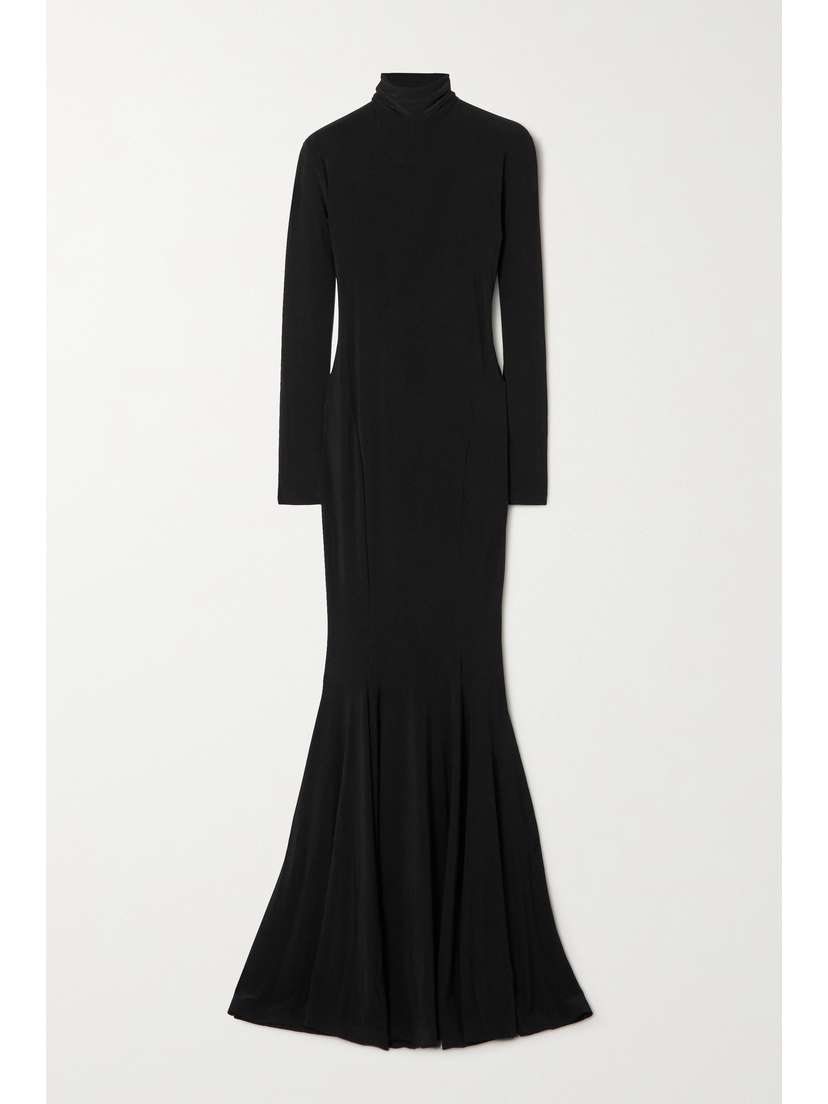 Norma Kamali Cutout Stretch-jersey Turtleneck Maxi Dress