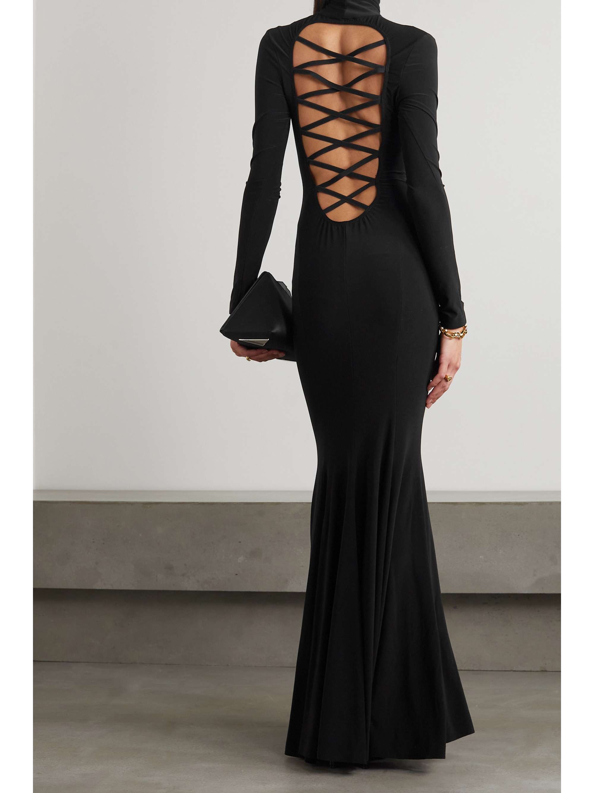 NORMA KAMALI Cutout stretch-jersey turtleneck maxi dress