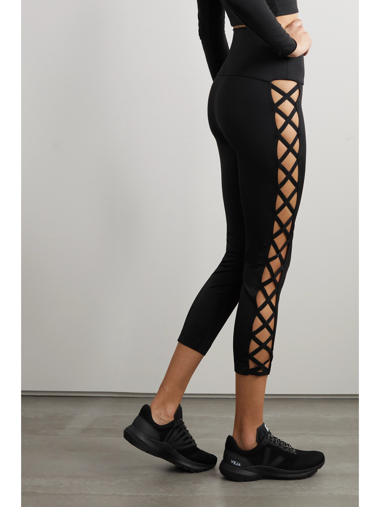 Norma Kamali X Cutout Stretch-jersey Leggings In Black