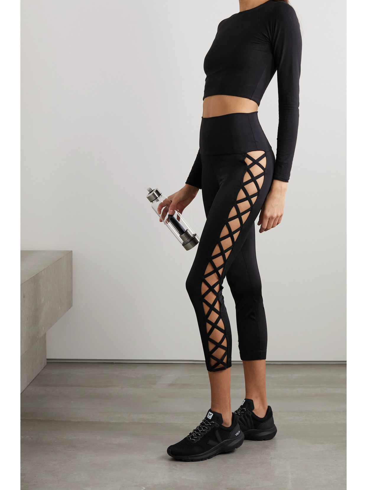 Norma Kamali X Cutout Stretch-jersey Leggings In Black