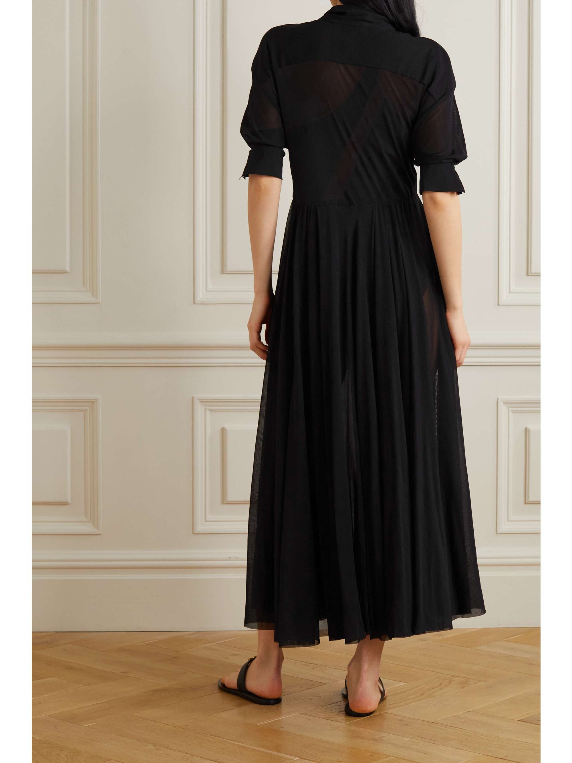 NORMA KAMALI Pleated gauze shirt dress