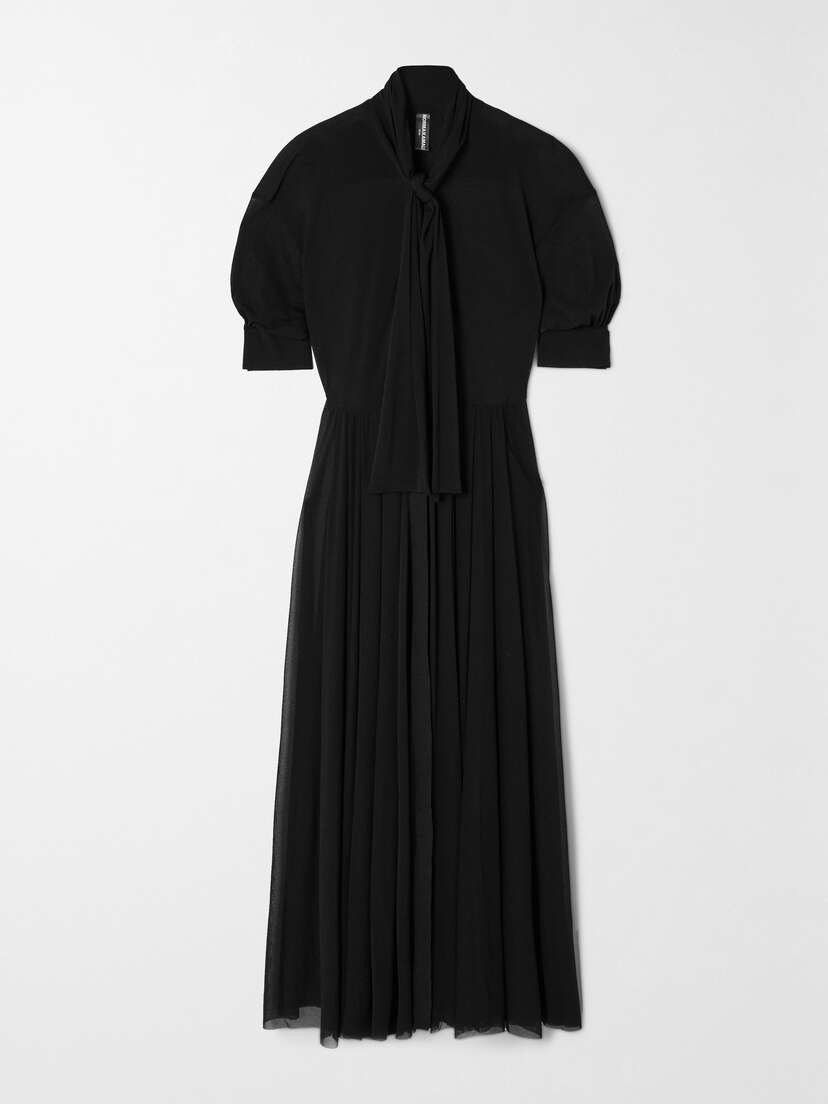 Norma Kamali Pleated Gauze Shirt Dress