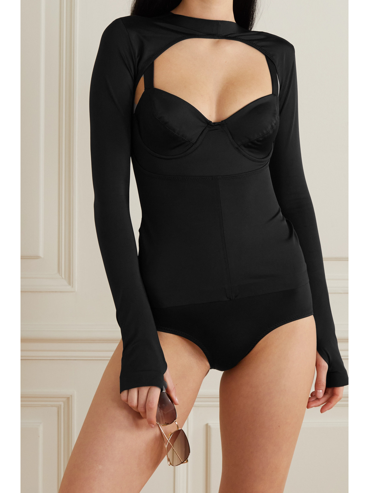 Norma Kamali Reversible Cutout Stretch-jersey Top In Black