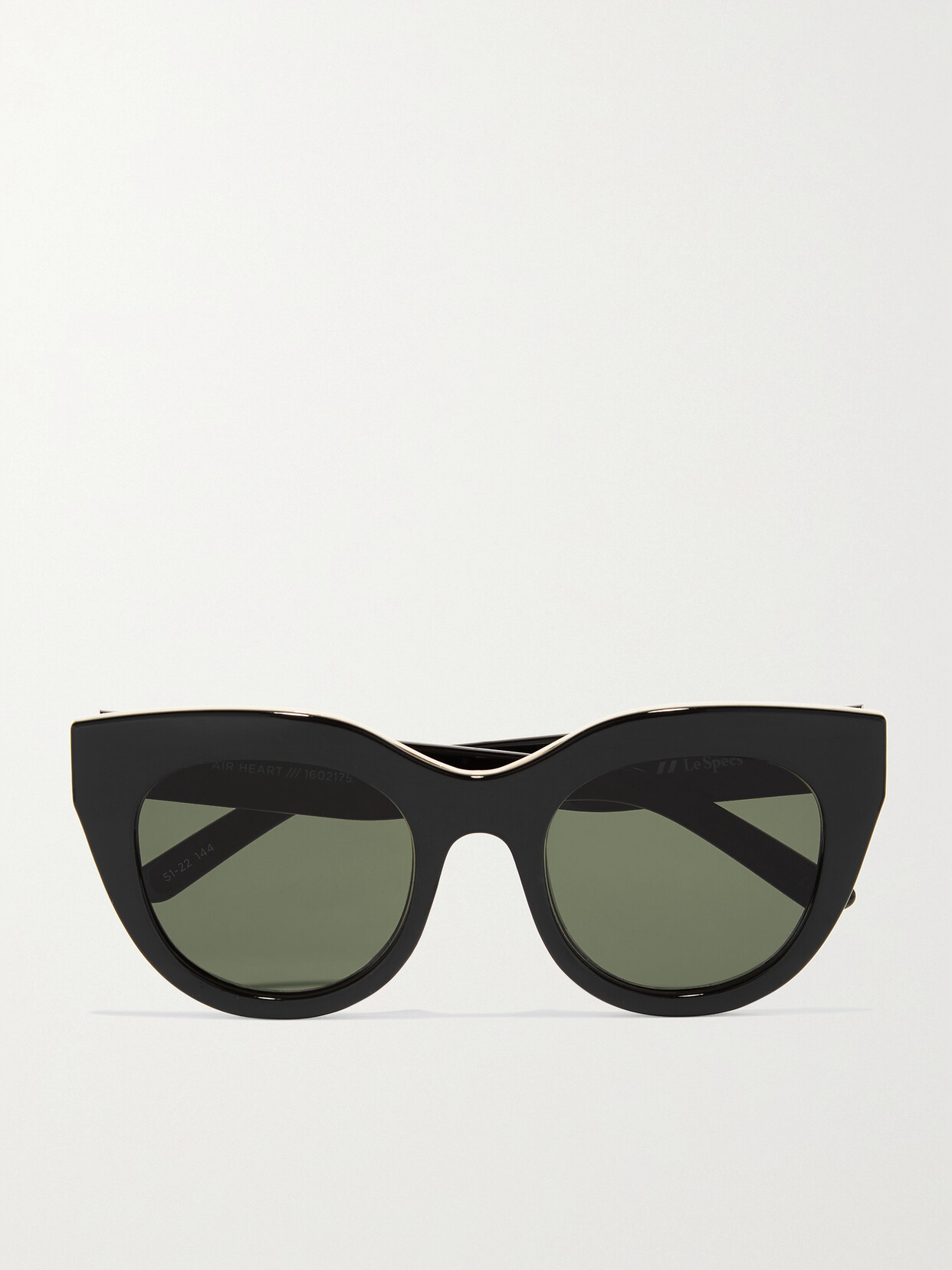 Shop Le Specs Air Heart Cat-eye Acetate And Gold-tone Sunglasses In Black