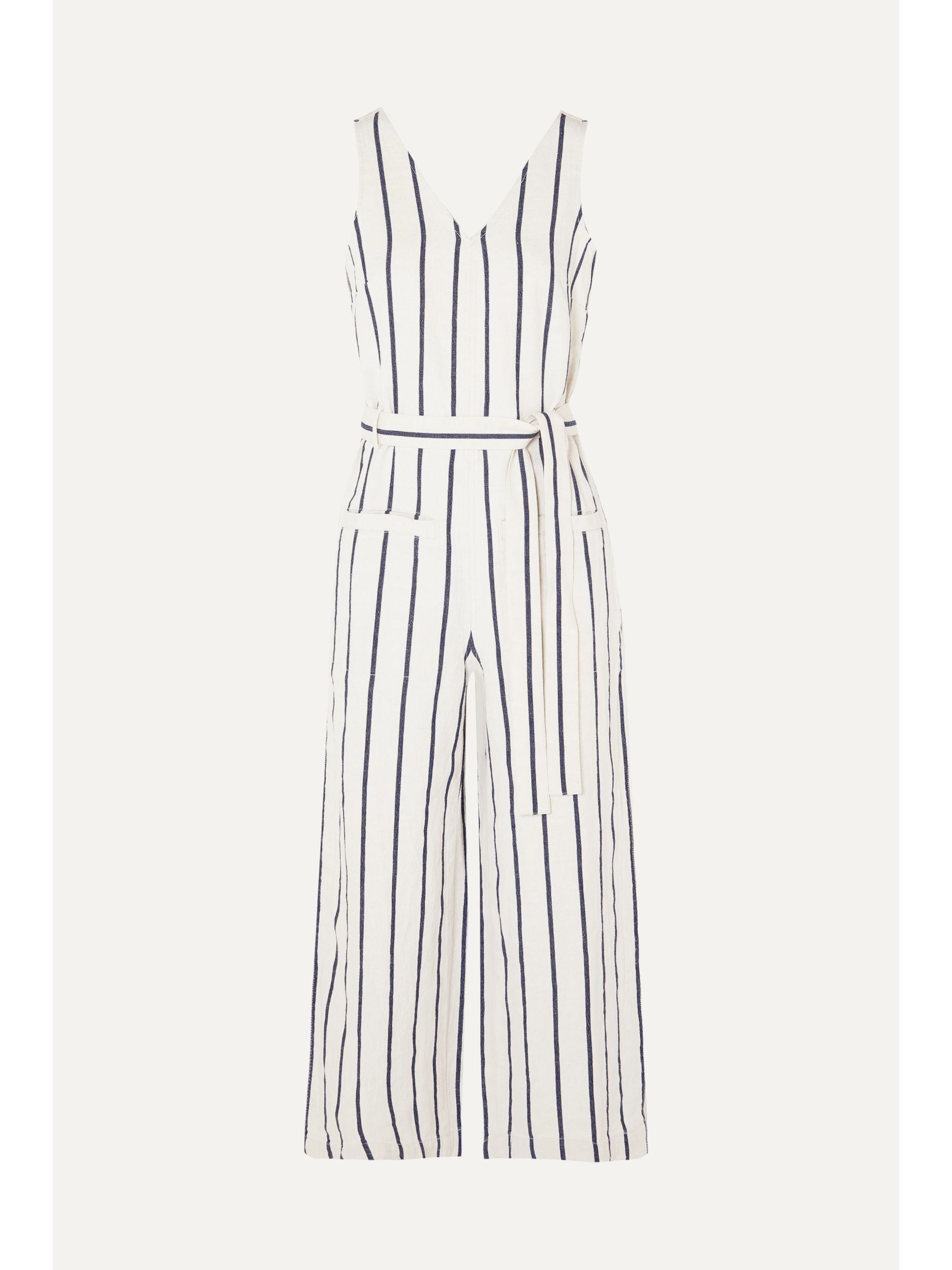 cream striped jumpsuit