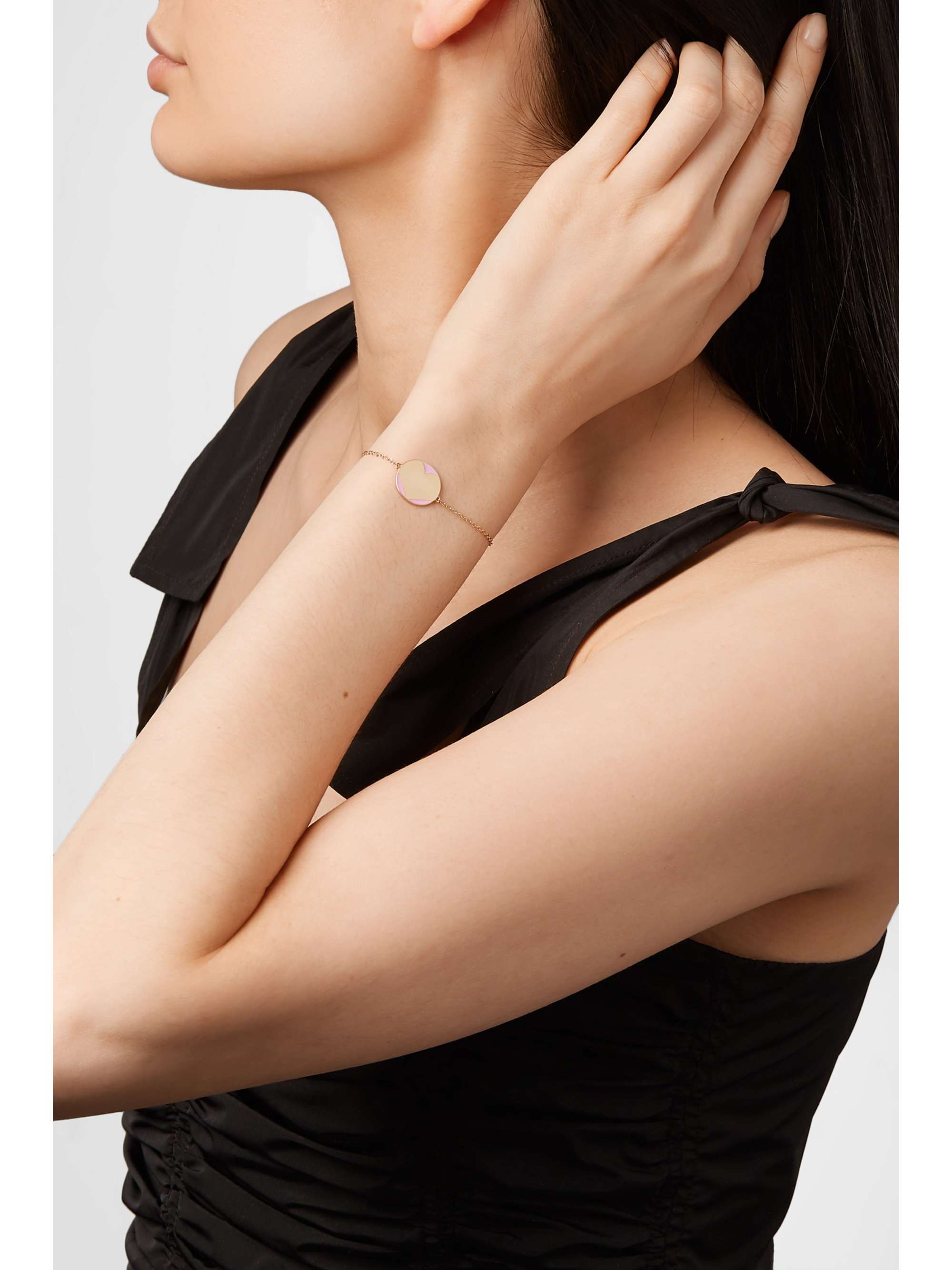 ALISON LOU Amour 14-karat gold and enamel bracelet