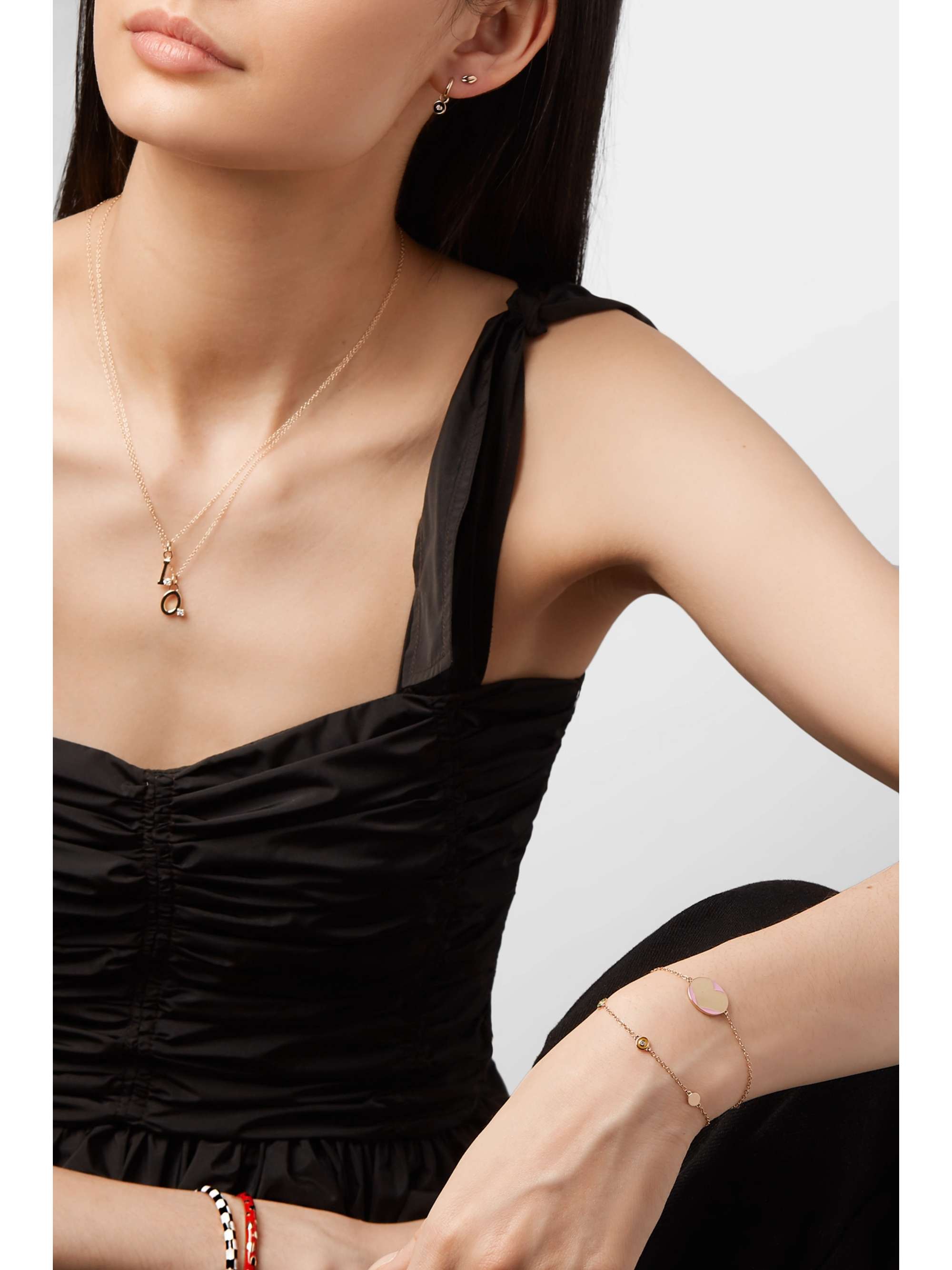 ALISON LOU Amour 14-karat gold and enamel bracelet